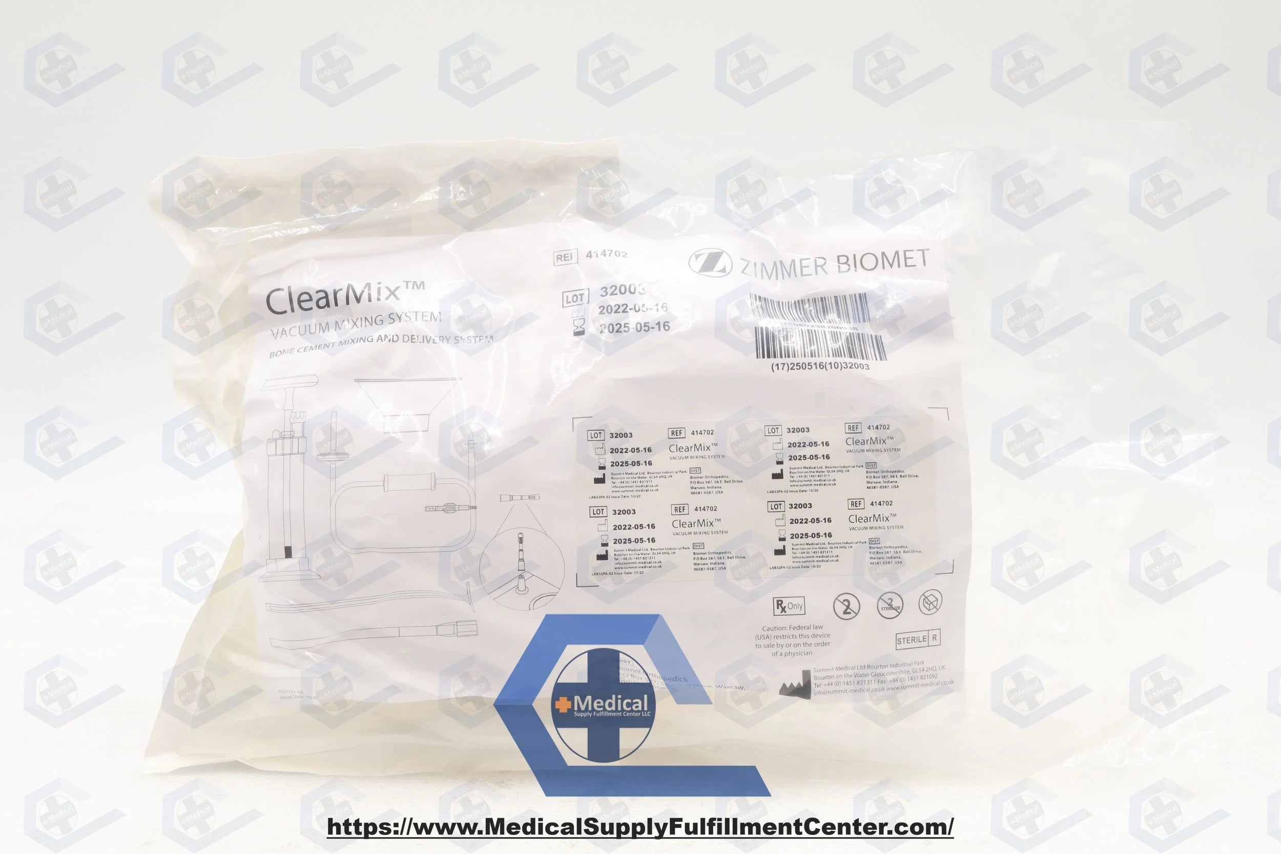 Zimmer Biomet | 414702 | ClearMix Vacuum Mixing Cartridge - ClearMix Single / Double Vacuum Mixing Cartridge