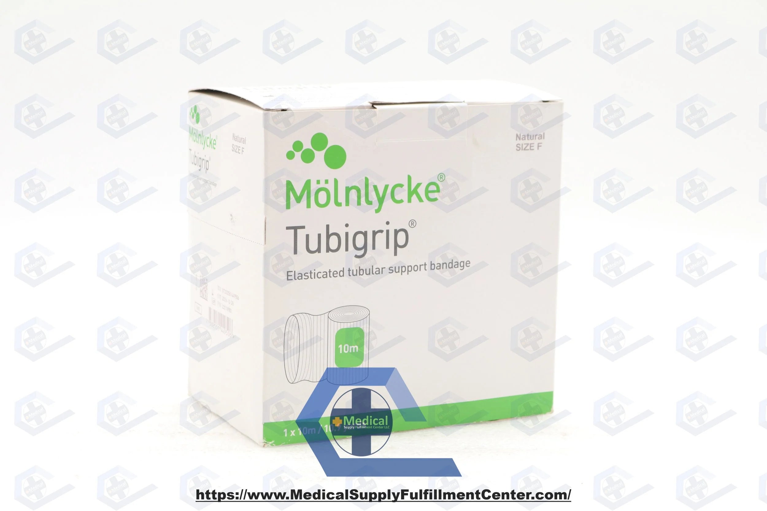 Molnlycke | 1438 | Tubigrip Bandage, Size F for Large Knee / Medium Thigh, 4" x 10 m, Natural