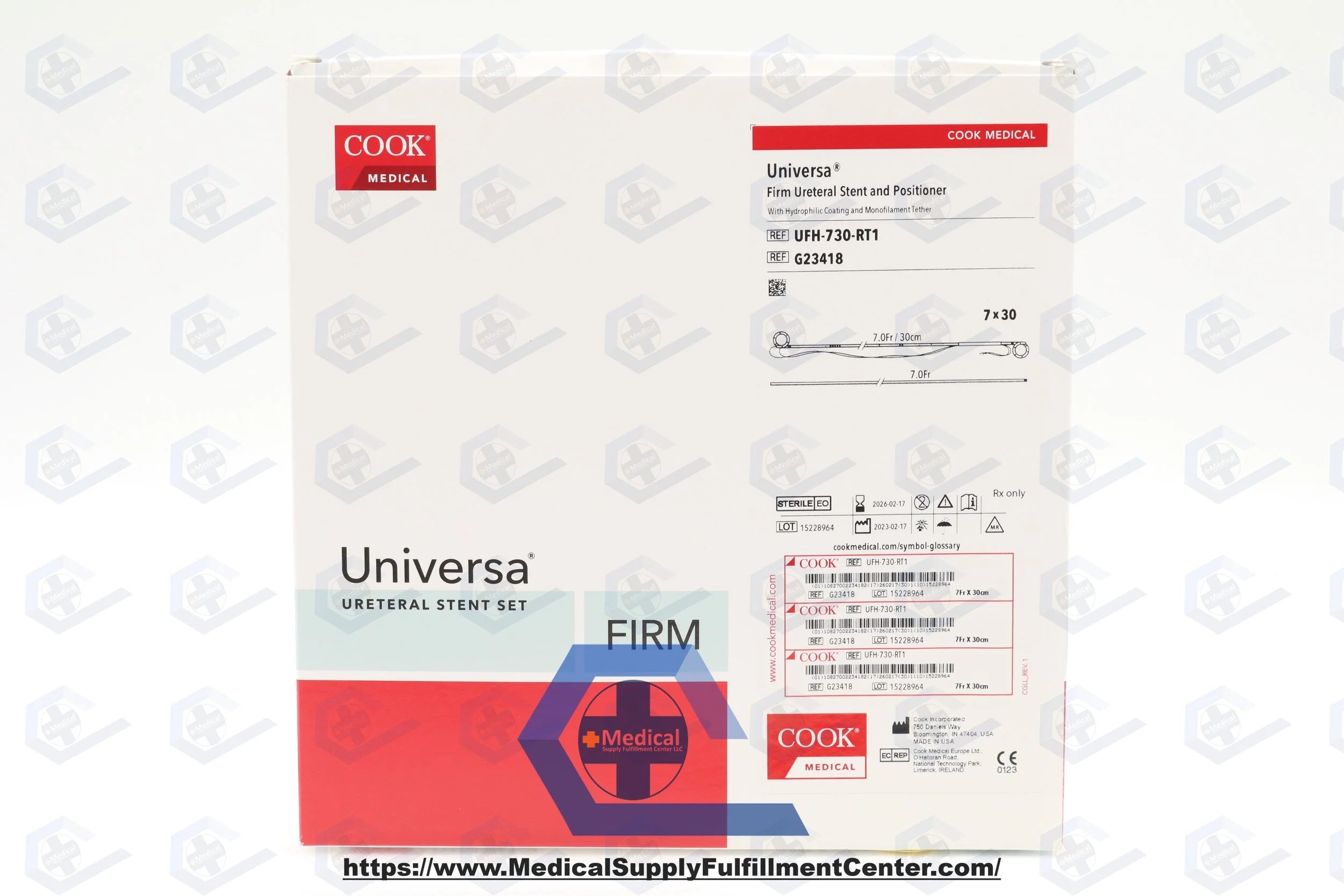 Cook Medical | G23418 | UFH-730-RT1 Firm Ureteral Stent Set with Hydrophilic Coating and Monofilament Tether