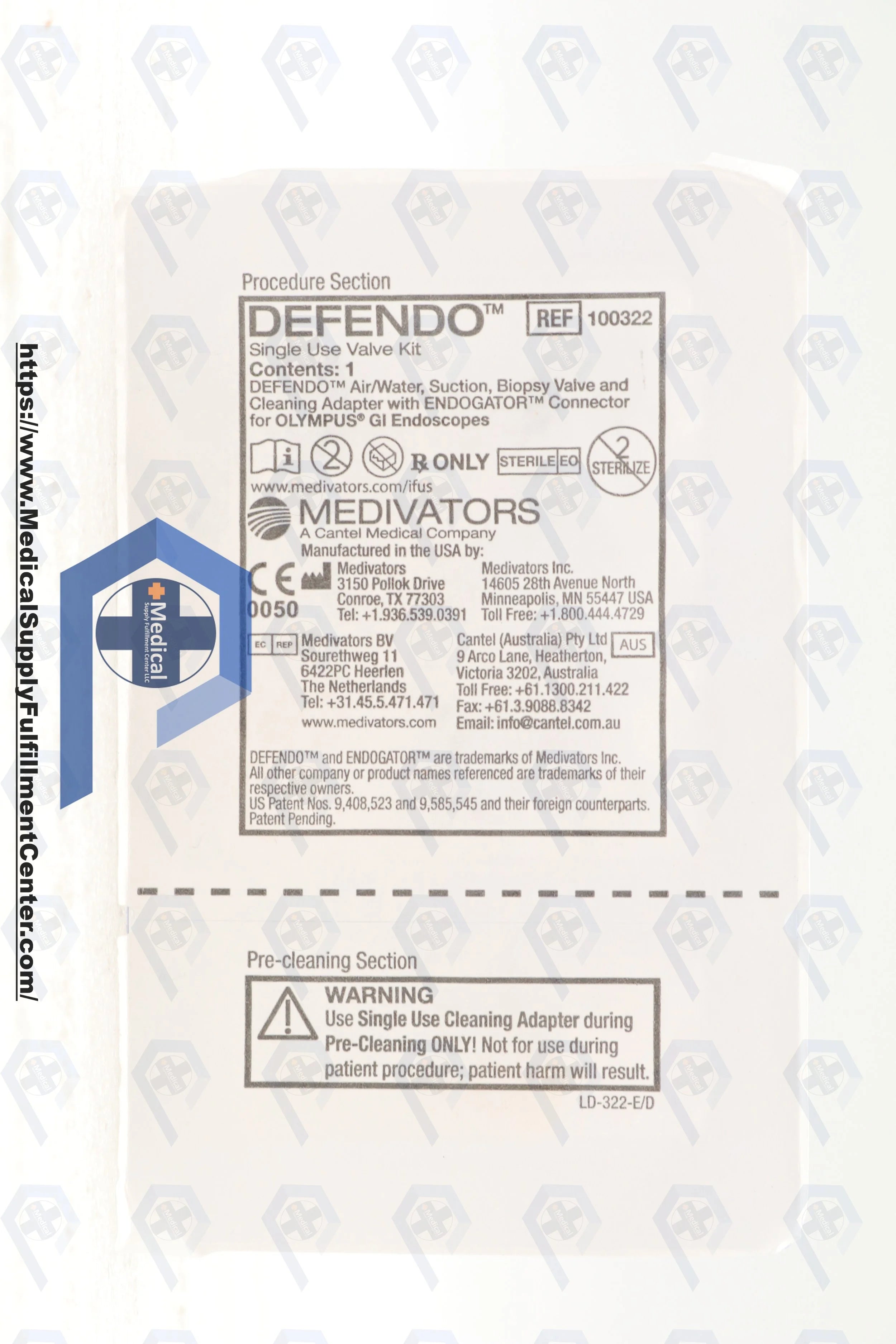 Steris Cantel Medivators | 100322 | Defendo Air/Water, Suction, Cleaning Adapter & Biopsy Valve for Olympus