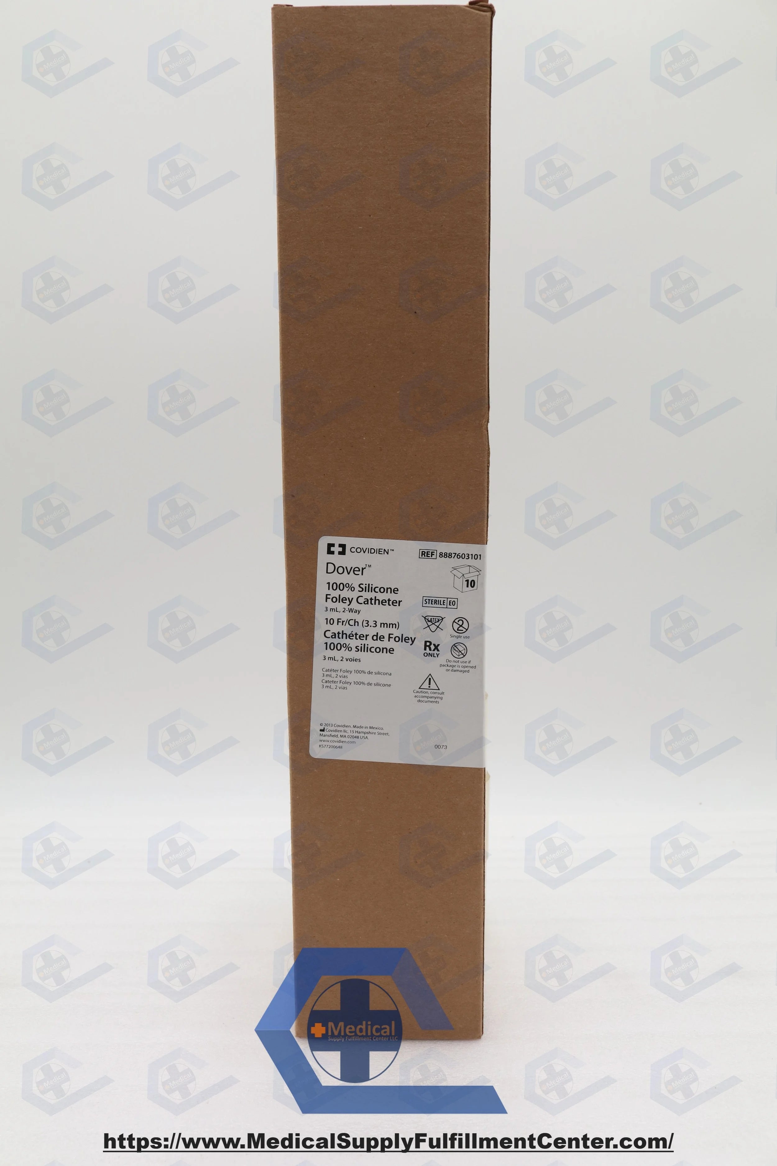 Covidien | 8887603101 | Dover 100% Silicone Foley Catheter, 3 mL, 2-Way (Pediatric), 10 Fr (3.3 mm)