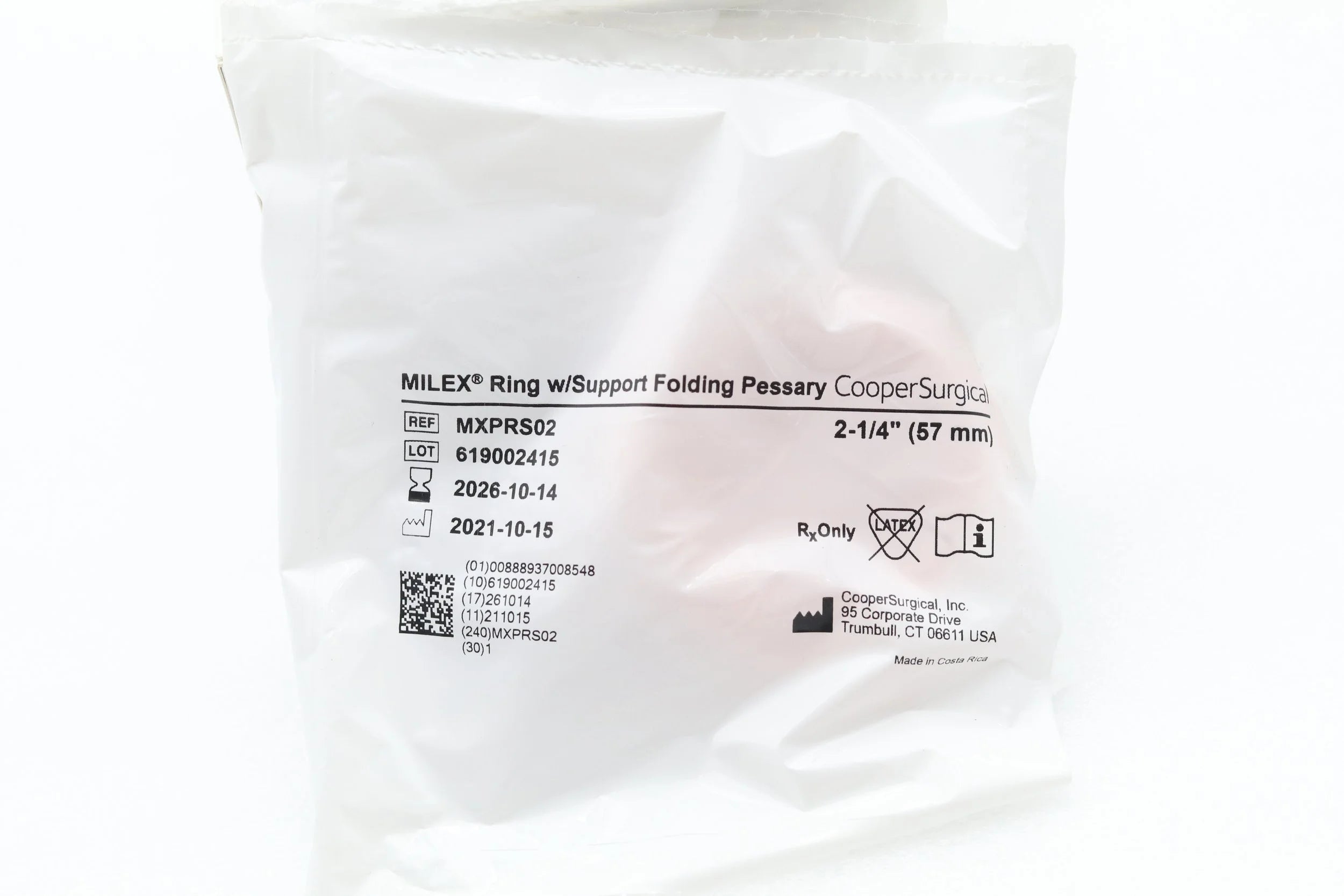 Cooper Surgical | MXPRS02 | MILEX Ring with Support Folding Pessary 2-1/4" (57mm)