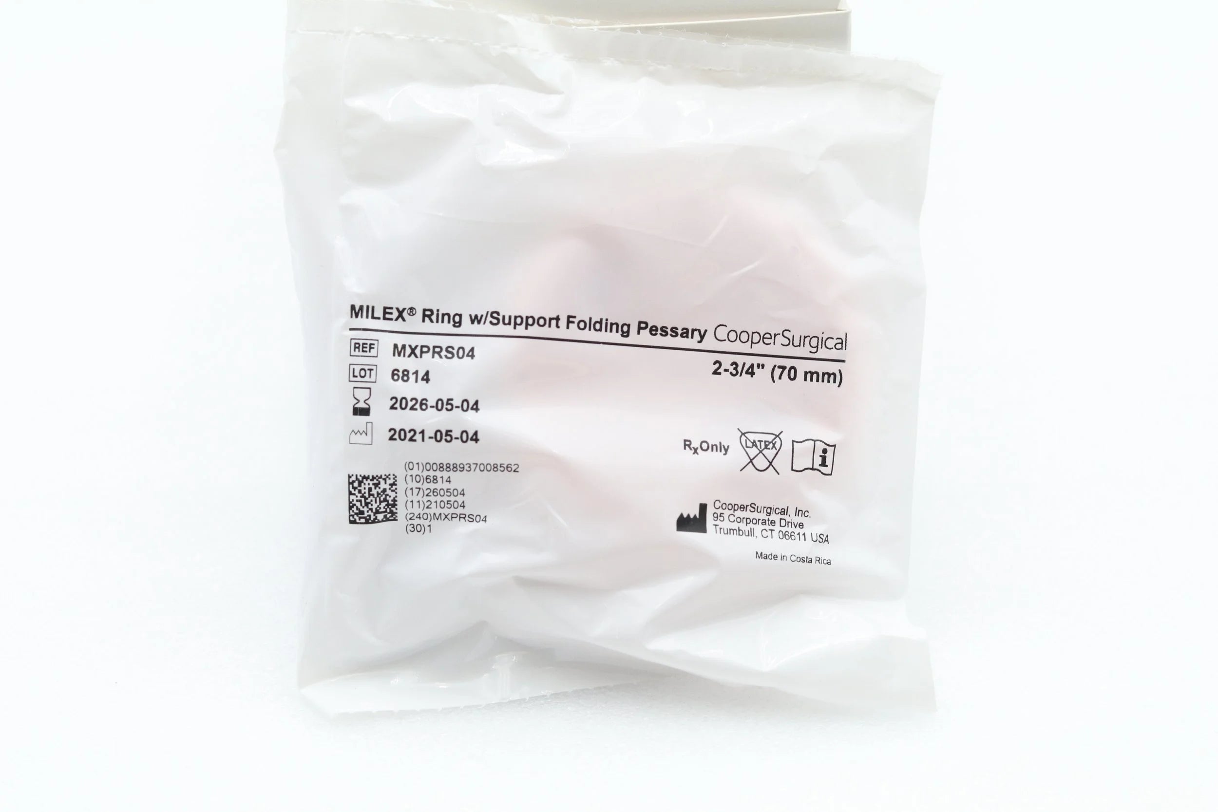 Cooper Surgical | MXPRS04 | MILEX Ring with Support Folding Pessary 2-3/4" (70mm)