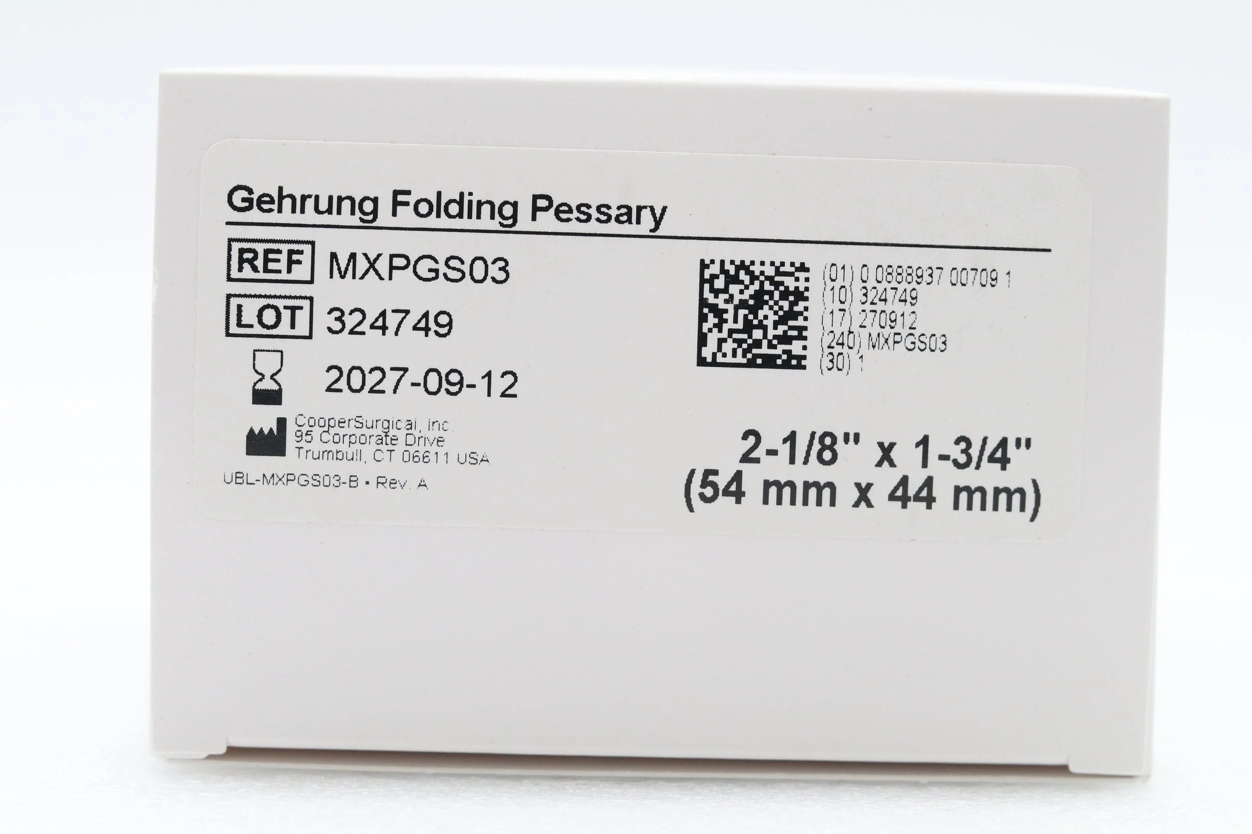 Cooper Surgical | MXPGS03 | Gehrung Folding Pessary 1 1/2 in. x 2 1/8 in. x 1 3/4 in. without kit (Pessary Only)