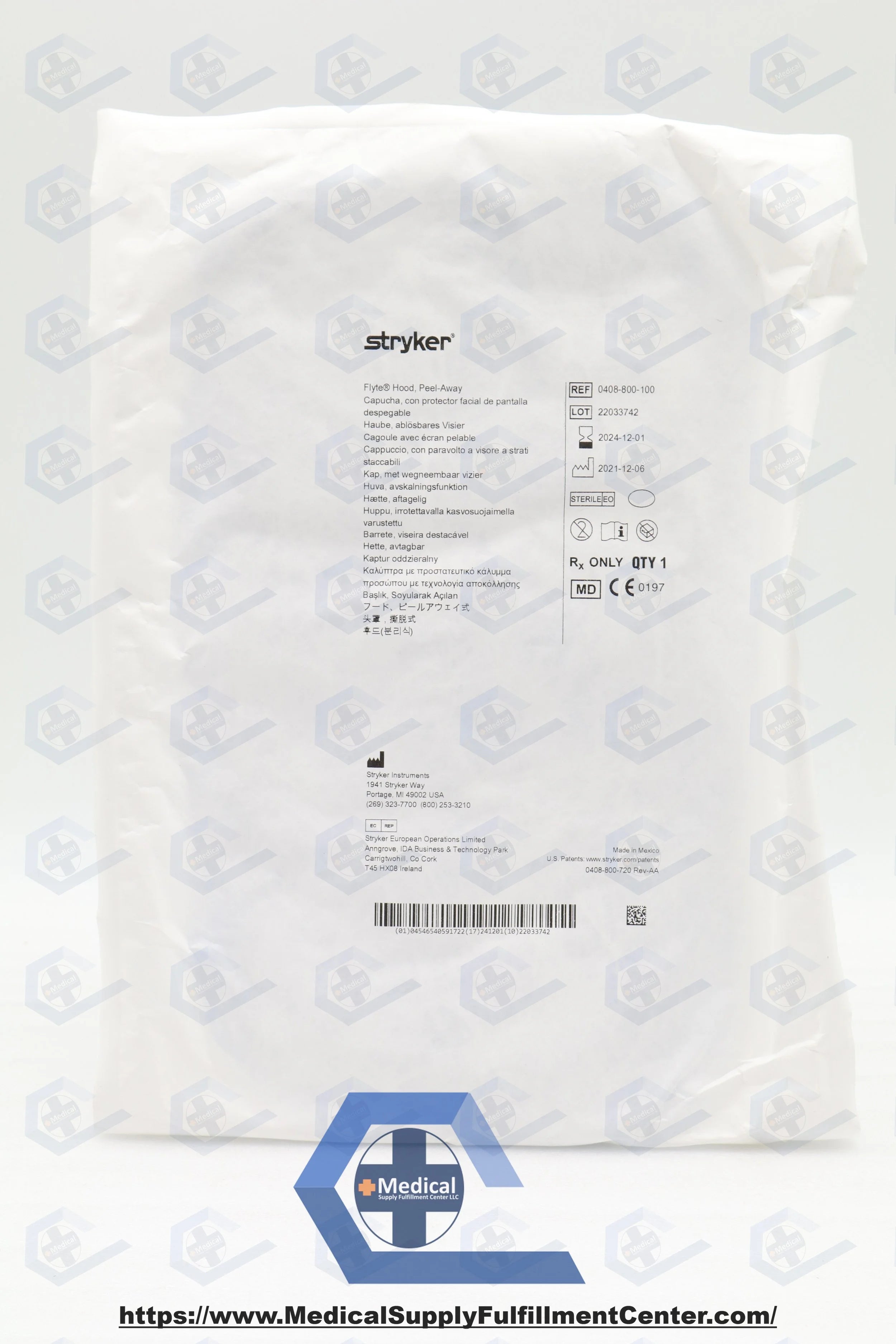 Stryker | 0408-800-100 | Flyte Steri-Shield Hood, Peel-Away