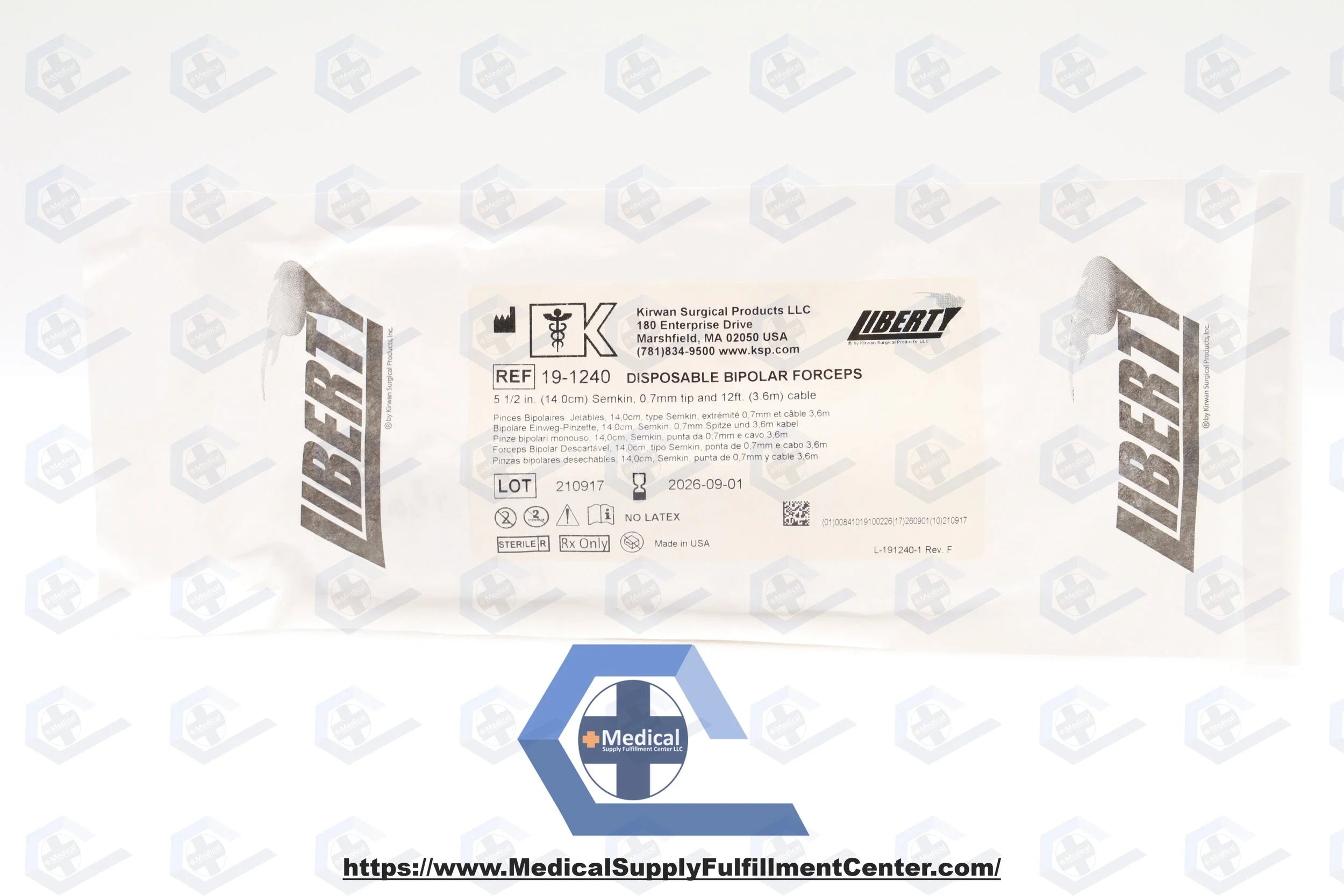 Kirwan Surgical | 19-1240 | Disposable Stainless Steel Bipolar Forceps - Semkin Bipolar Forceps, Disposable, 12' Cable, 0.7 mm