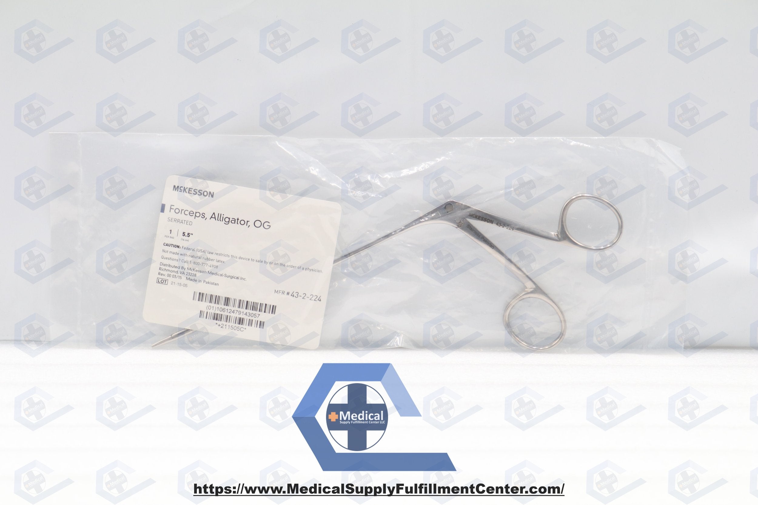 McKesson | 43-2-224 | Forceps Alligator OG Serrated 5.5″