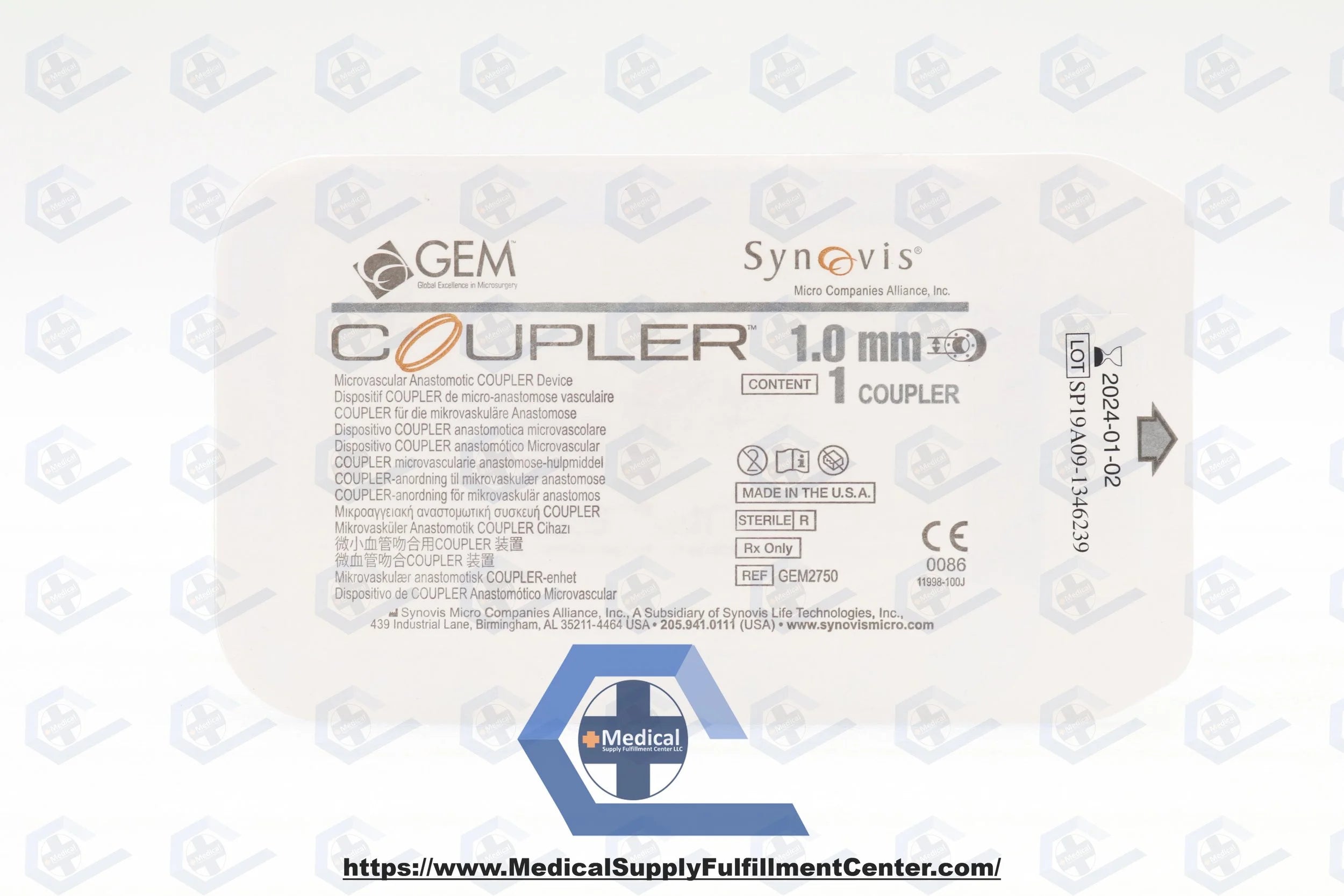 Synovis | GEM2750 | Microvascular Anastomotic Coupler Device 1.0mm