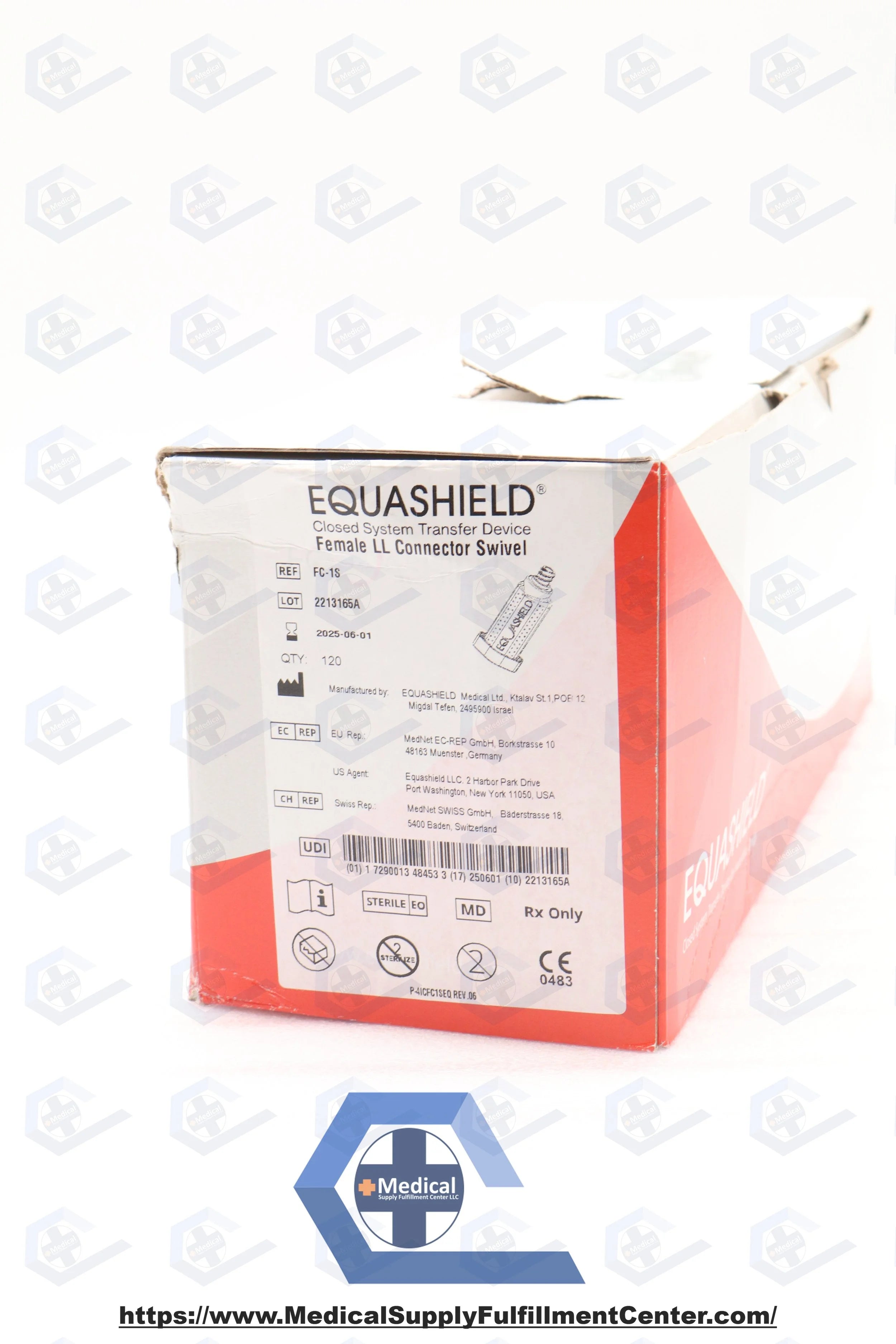 Equashield | FC-1S | Closed System Drug Transfer Device and Components - Female Connector Luer Lock, Swivel