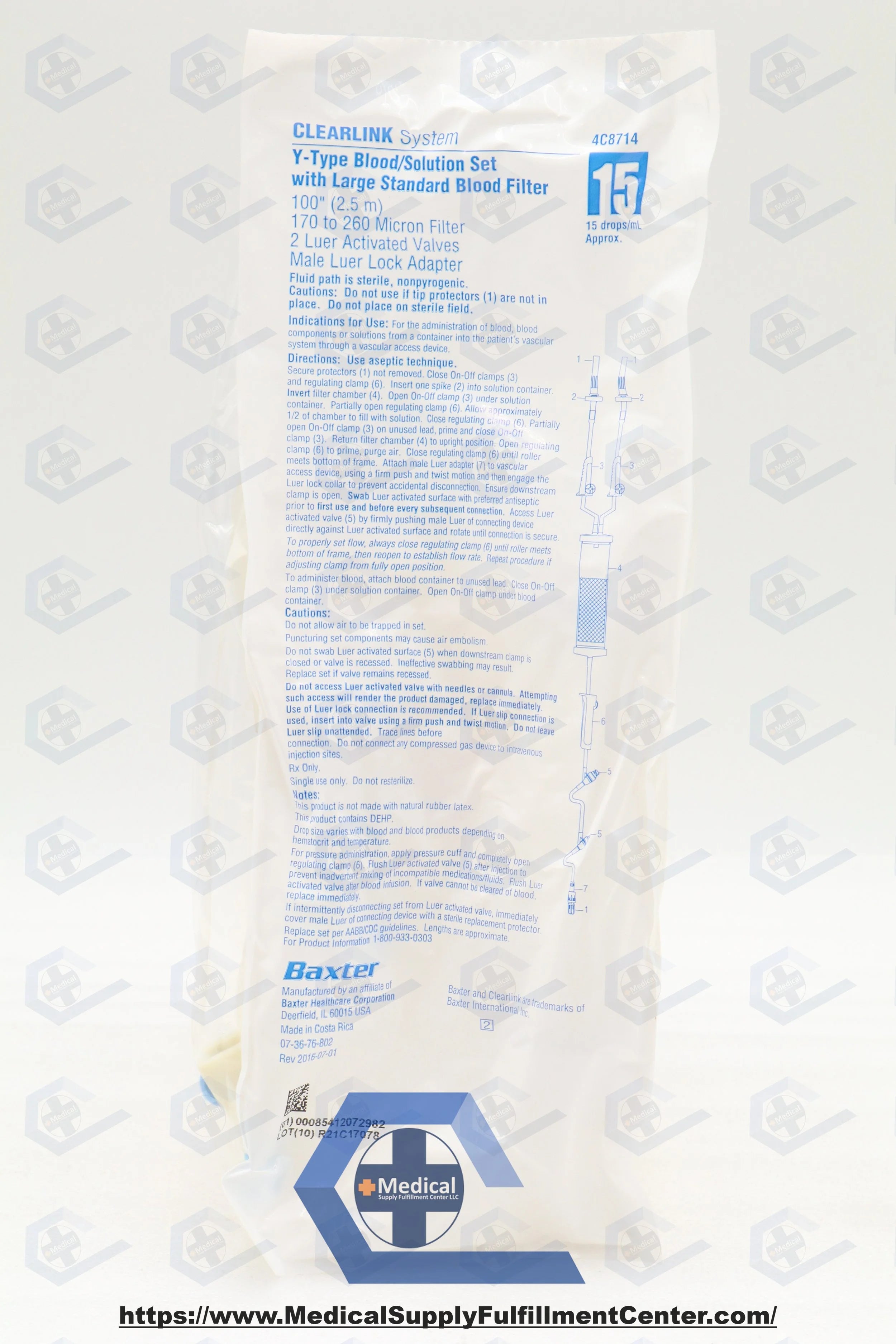 Baxter | 4C8714 | Clearlink System Y-Type Blood/Solution Set