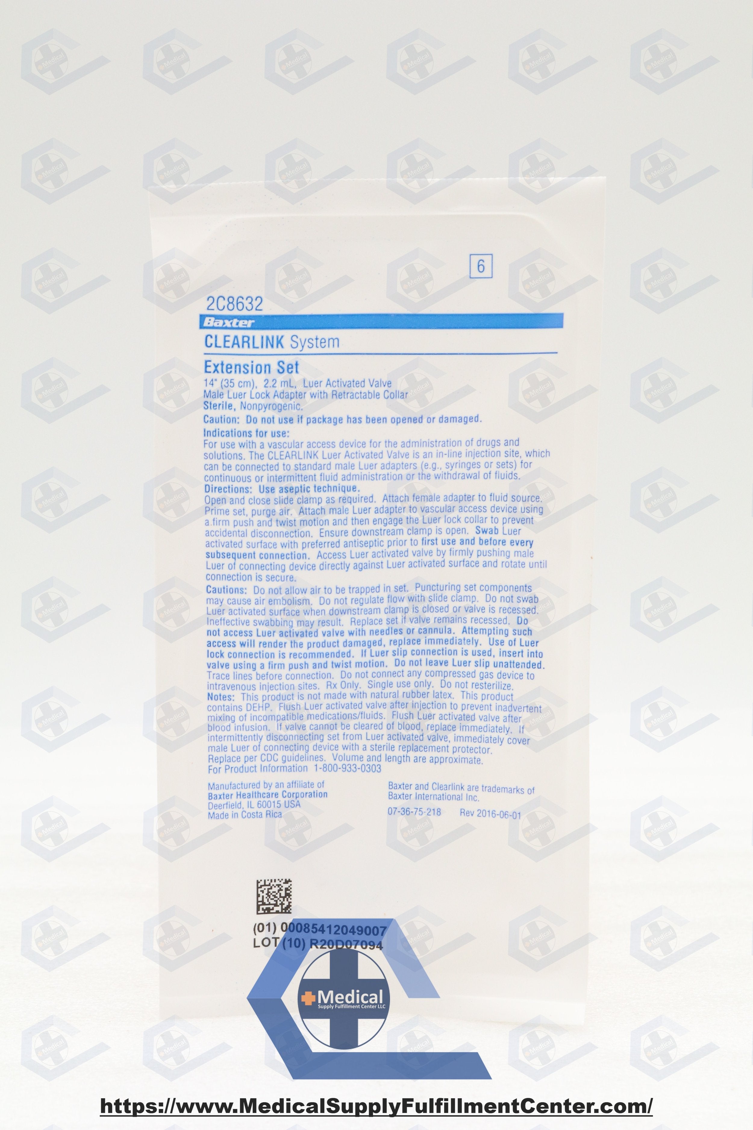 Baxter | 2C8632 | SET IV EXTENSION 14INL Y-TYPE TUBING INJECTION PORT LUER LOCK VALVE LATEX-FREE