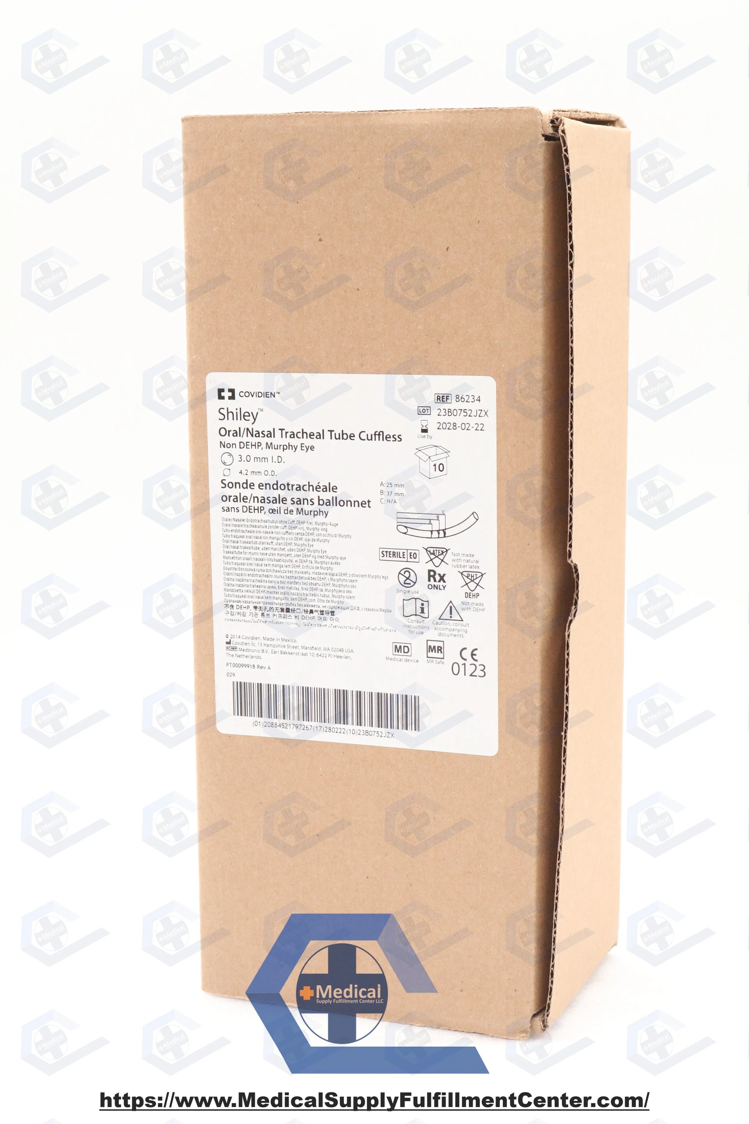 Covidien | 86234 | Shiley ORAL/NASAL CUFFLESS PEDIATRIC ENDOTRACHEAL TUBES, MURPHY EYE, 3.0MM