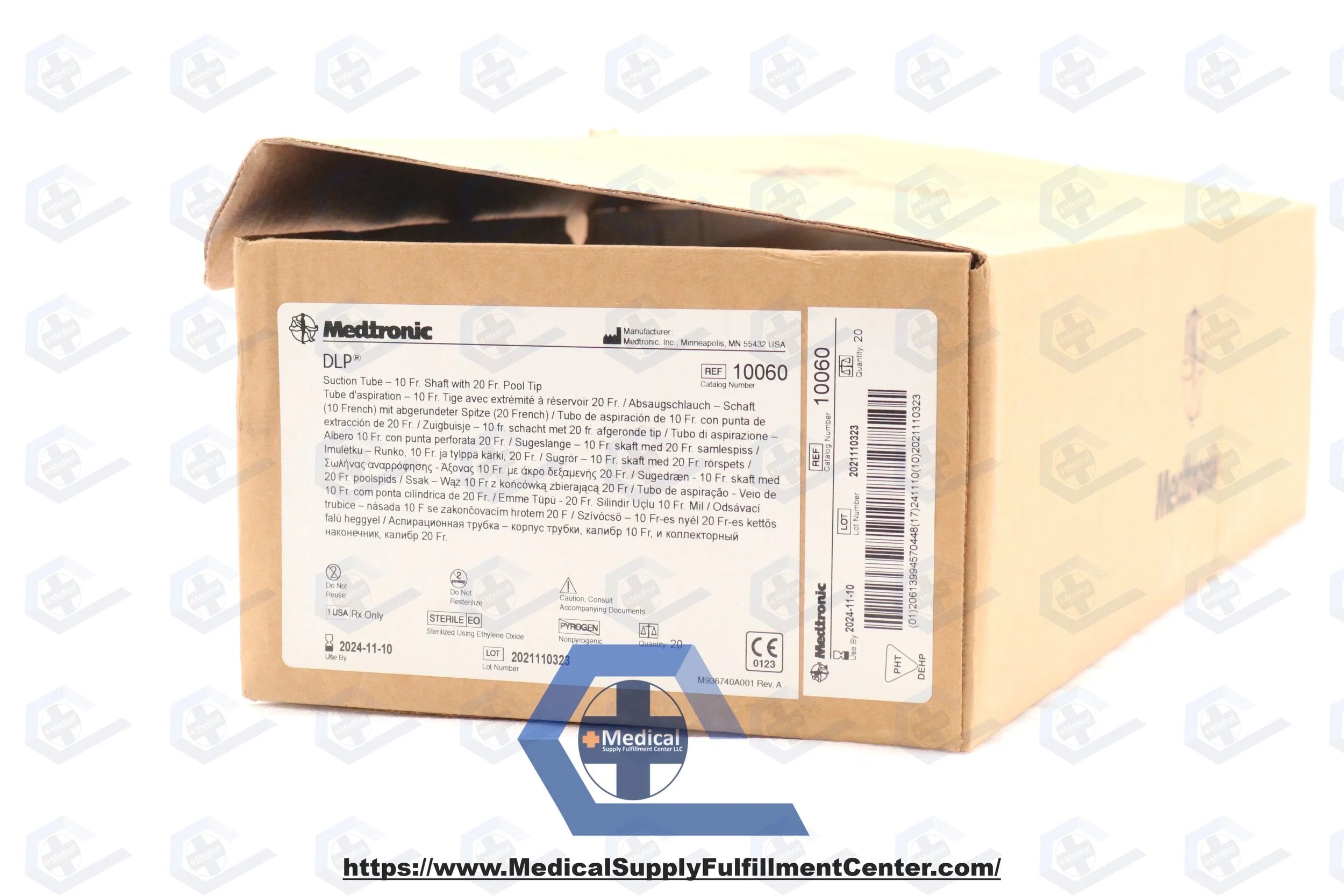 Medtronic | 10060 | Cardiac/Intracardiac Suction Tube, 10 Fr Shaft Size, 15.2 cm Length, Stainless Steel Shaft, 20 Fr Tip Size, Perforated Pool Tip, 28 Holes in Tip, 1/4 in