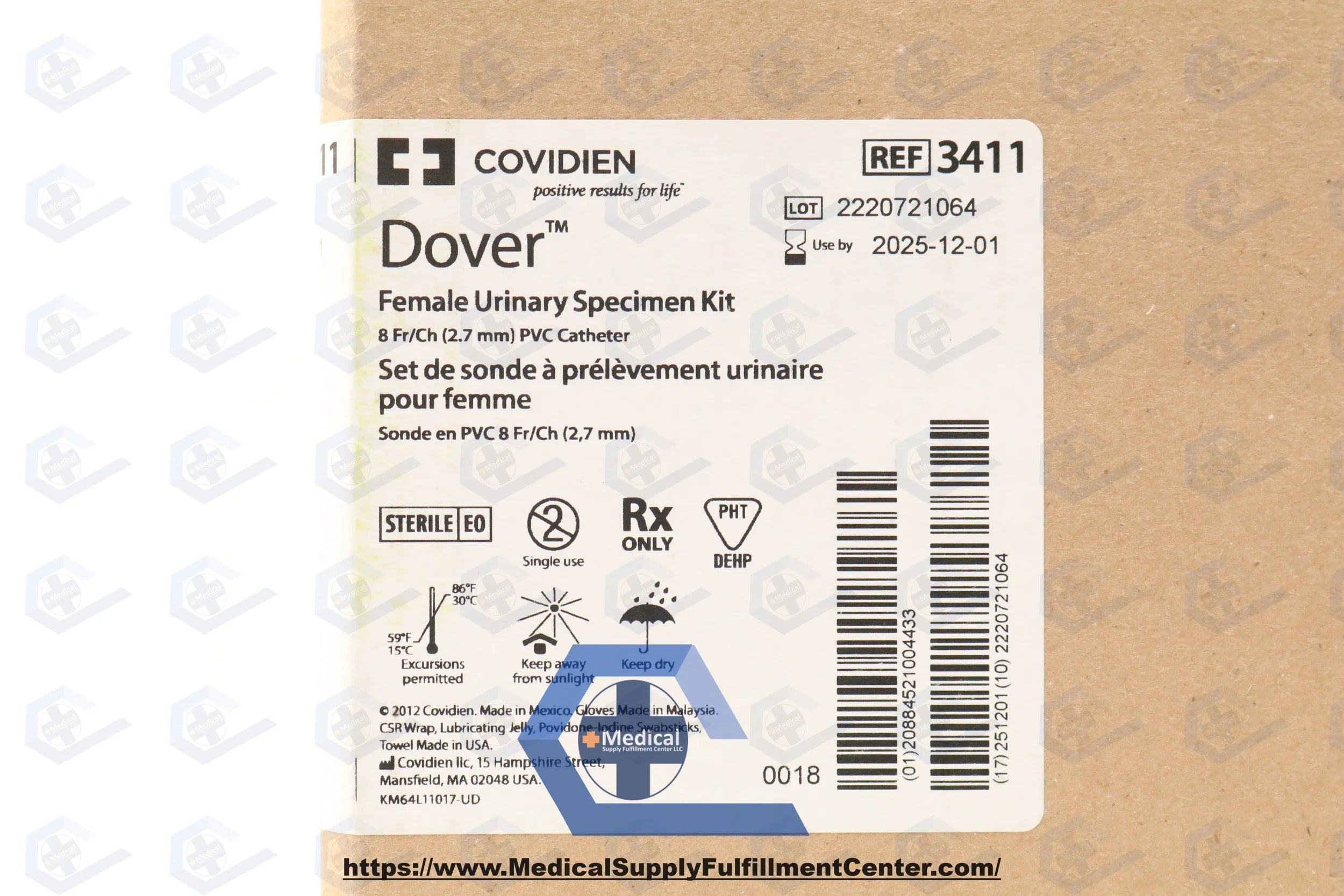 Covidien | 3411 | Covidien Female Catheterization Kits - Urine Specimen Catheter Kit, Female, 8 Fr