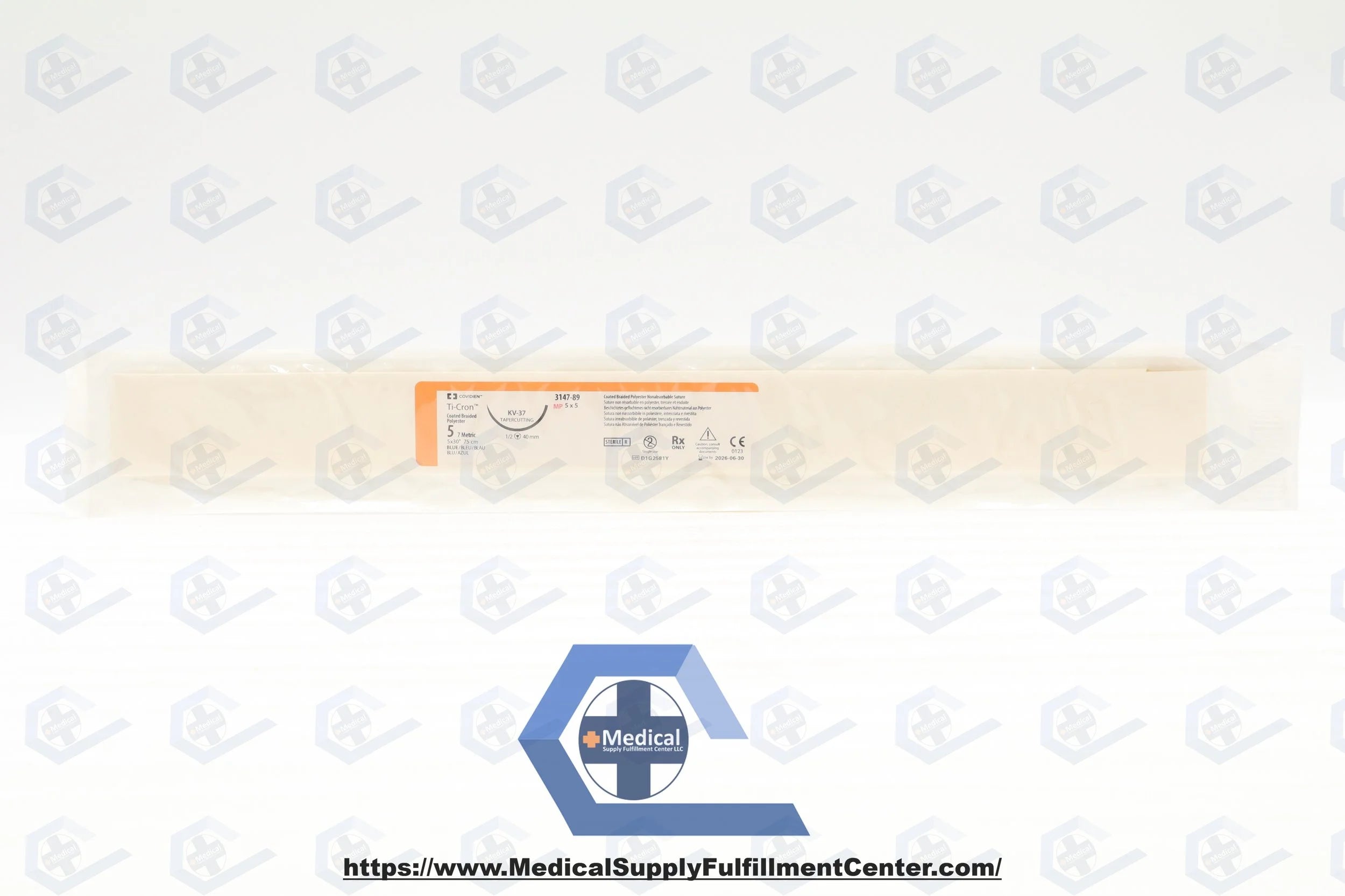 Covidien | 8886314789 | SUTURE, TICRON, BLUE, COATED BRAIDED POLYESTER 5, 30", KV-37