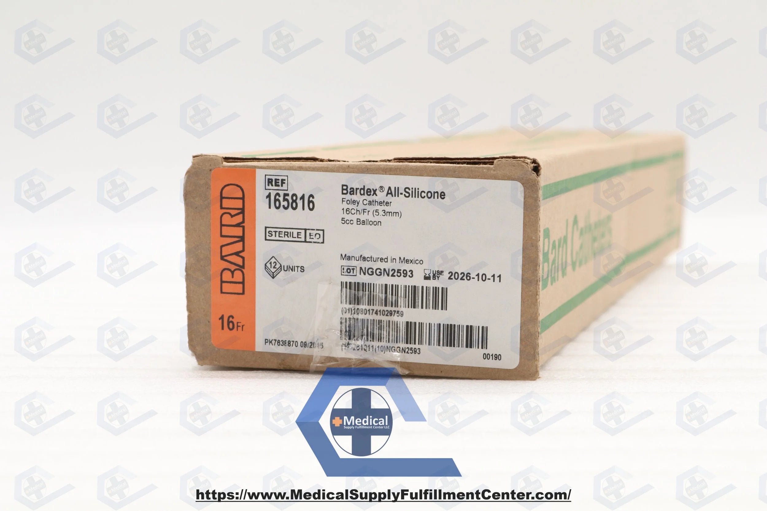 Bard | 165816 | Uncoated Silicone Foley Catheter, 16 Fr, 5 mL