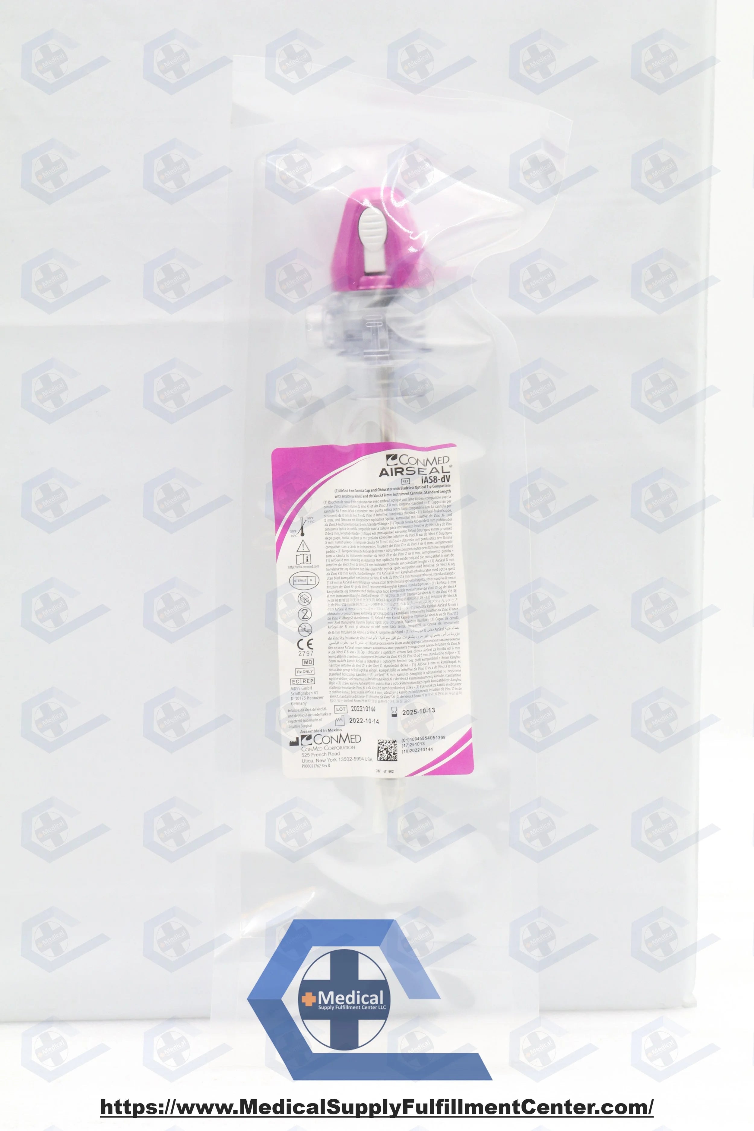 Conmed | iAS8-dV | AirSeal 8mm Cannula Cap & Obturator w/Bladeless Optical Tip, Standard Length