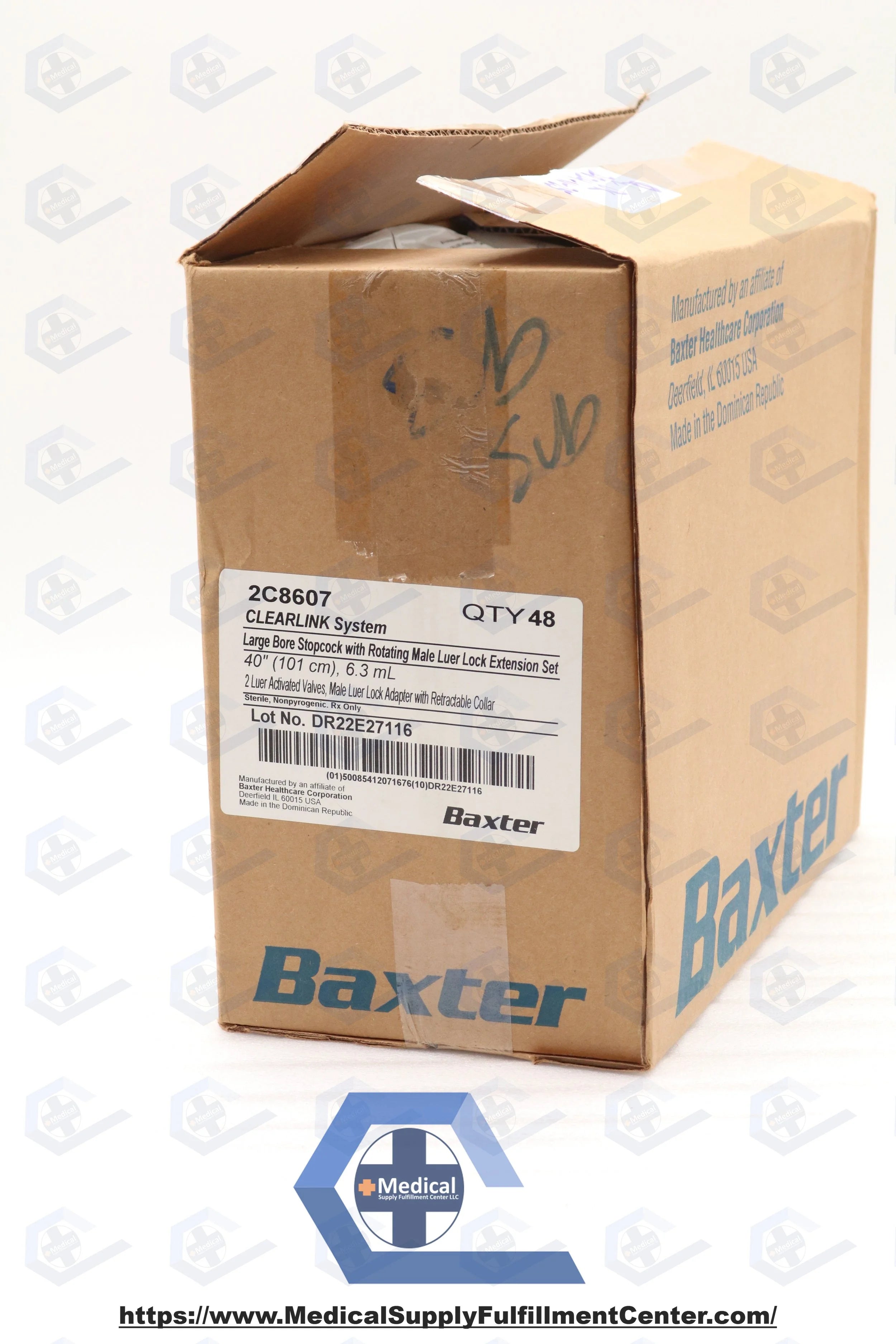 Baxter | 2C8607 | Duo-Vent Clearlink Solution Sets - Clearlink 40" Extension Set with 4-Way Large-Bore Stopcock, 2 Luer-Activated Valves, Male Luer Lock Adapter