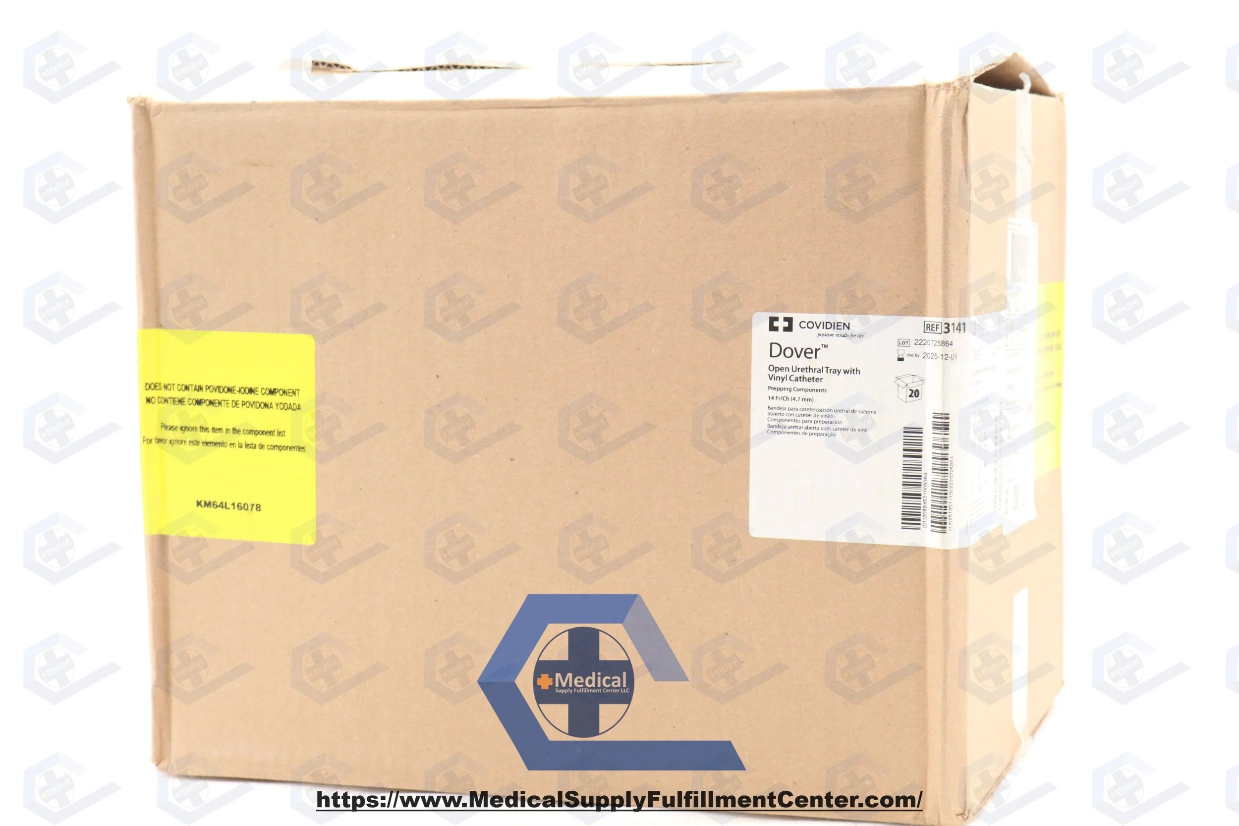 Covidien | 3141 | Dover Open Intermittent Tray with PVC Catheter, Vinyl, Latex-Free, PVP Solution, 14 Fr