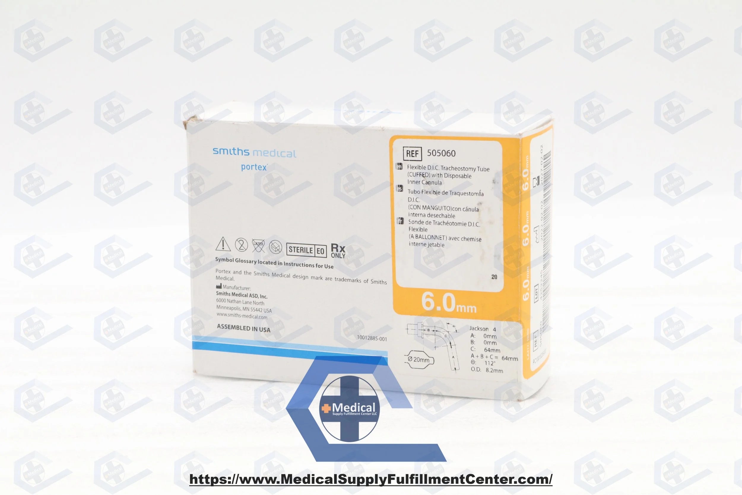 Smiths Medical | 505060 | Trach Tube Portex Flex DIC Cuffed 6mm Orange Cannula