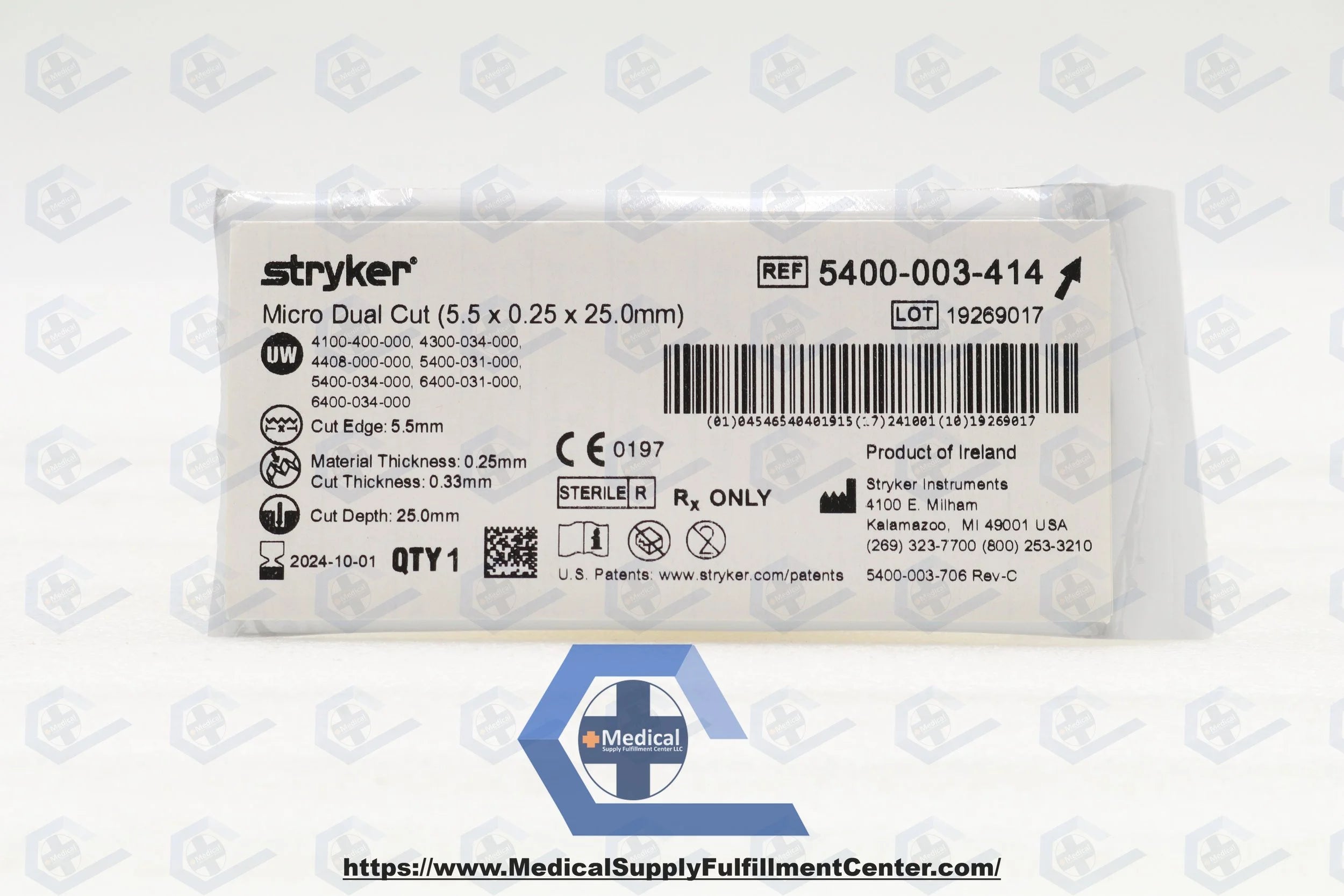 Stryker | 5400-003-414 | Micro Dual Cut 5.5 x 0.25 x 25mm