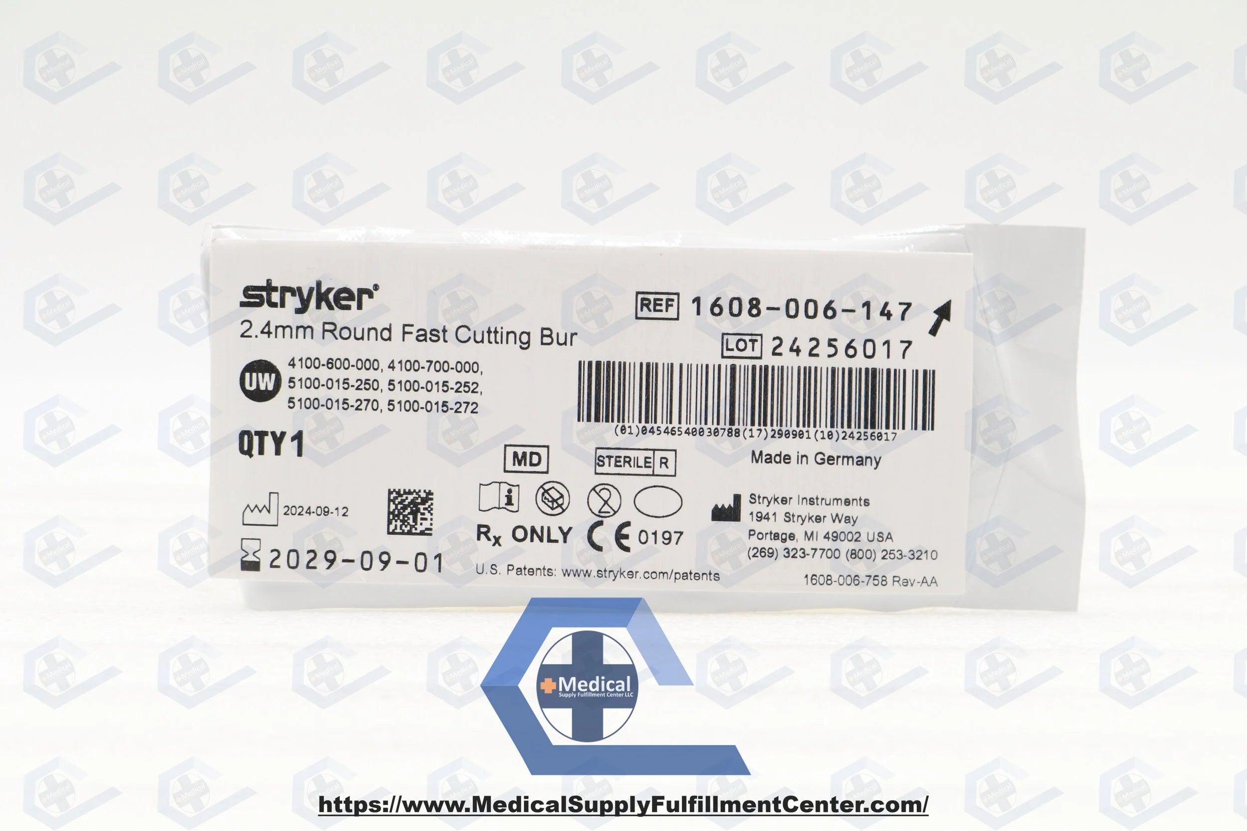 Stryker | 1608-006-147 | Round Fast Cutting Bur 2.4mm