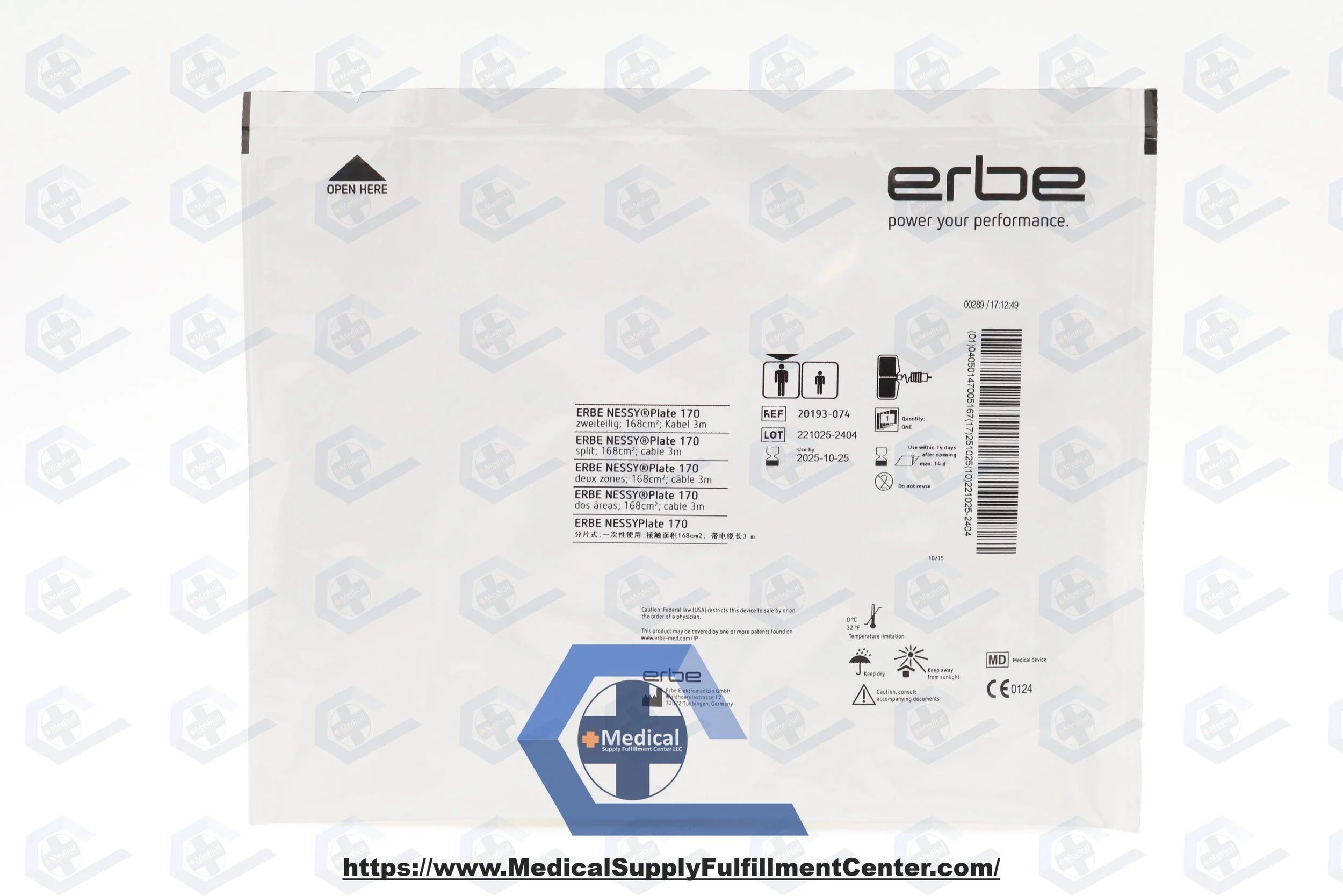 ERBE | 20193-074 | Nessy Plate Split Return Electrode, 10'