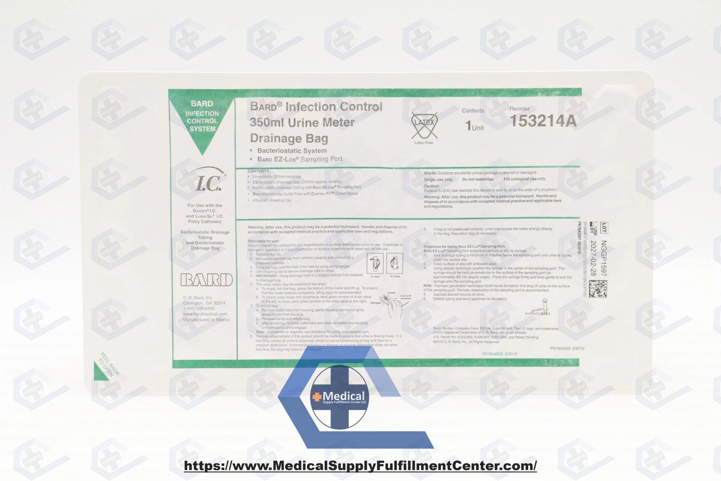 Bard | 153214A | Urine Meter, 350ml Meter, Infection Control, Bacteriostatic