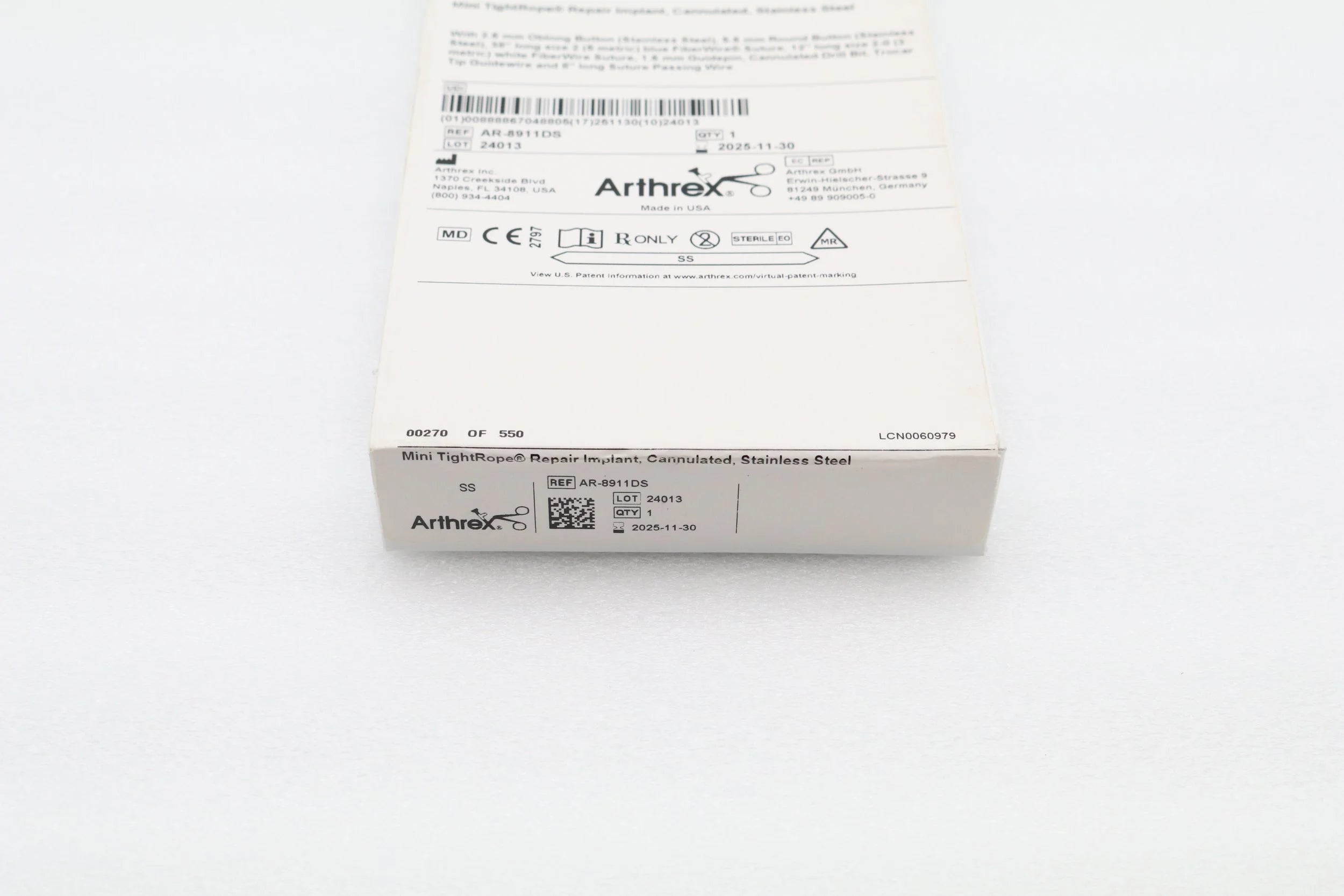 Arthrex | AR-8911DS | Mini TightRope Repair Implant, Cannulated, Stainless Steel