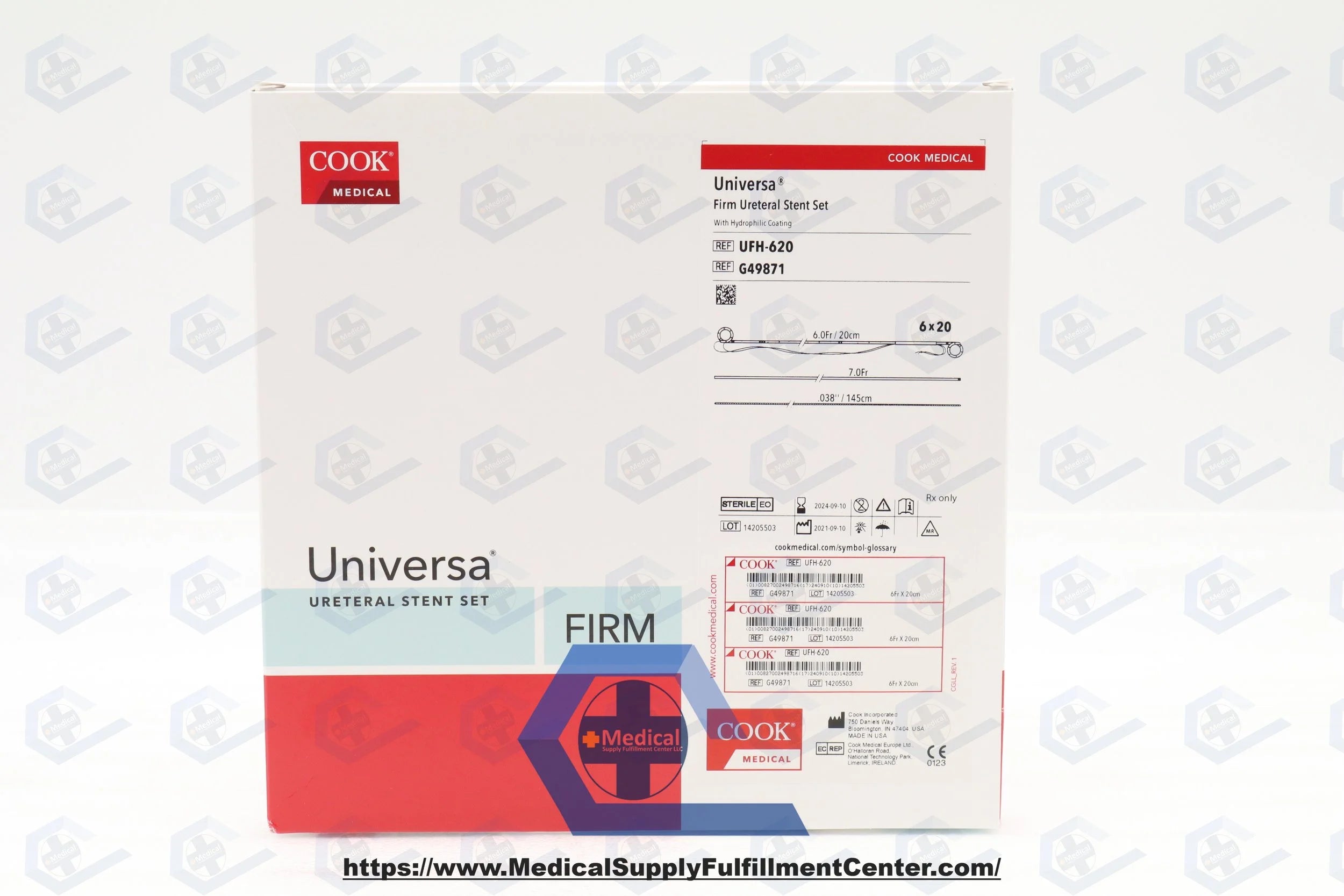Cook Medical | G49871 | Universa Firm Ureteral Stent Set with Hydrophilic Coating, 6 Fr x 20 cm