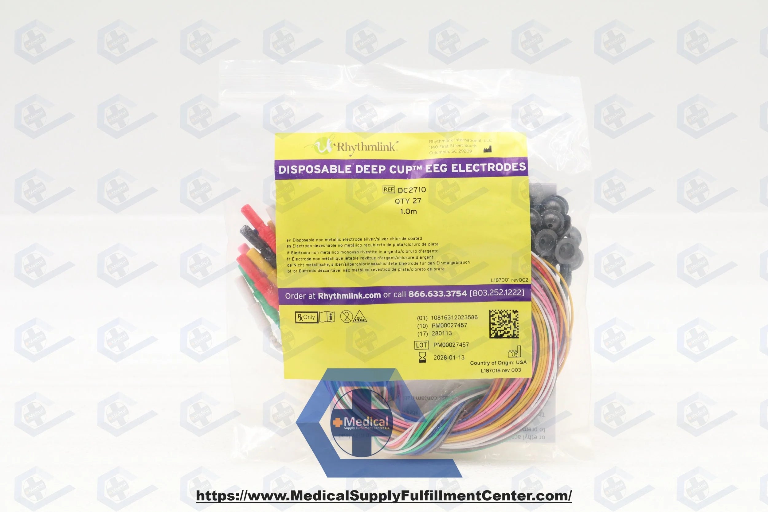Rhythmlink International | DC2710 | Disposable EEG Electrodes 27-lead, 1.0m
