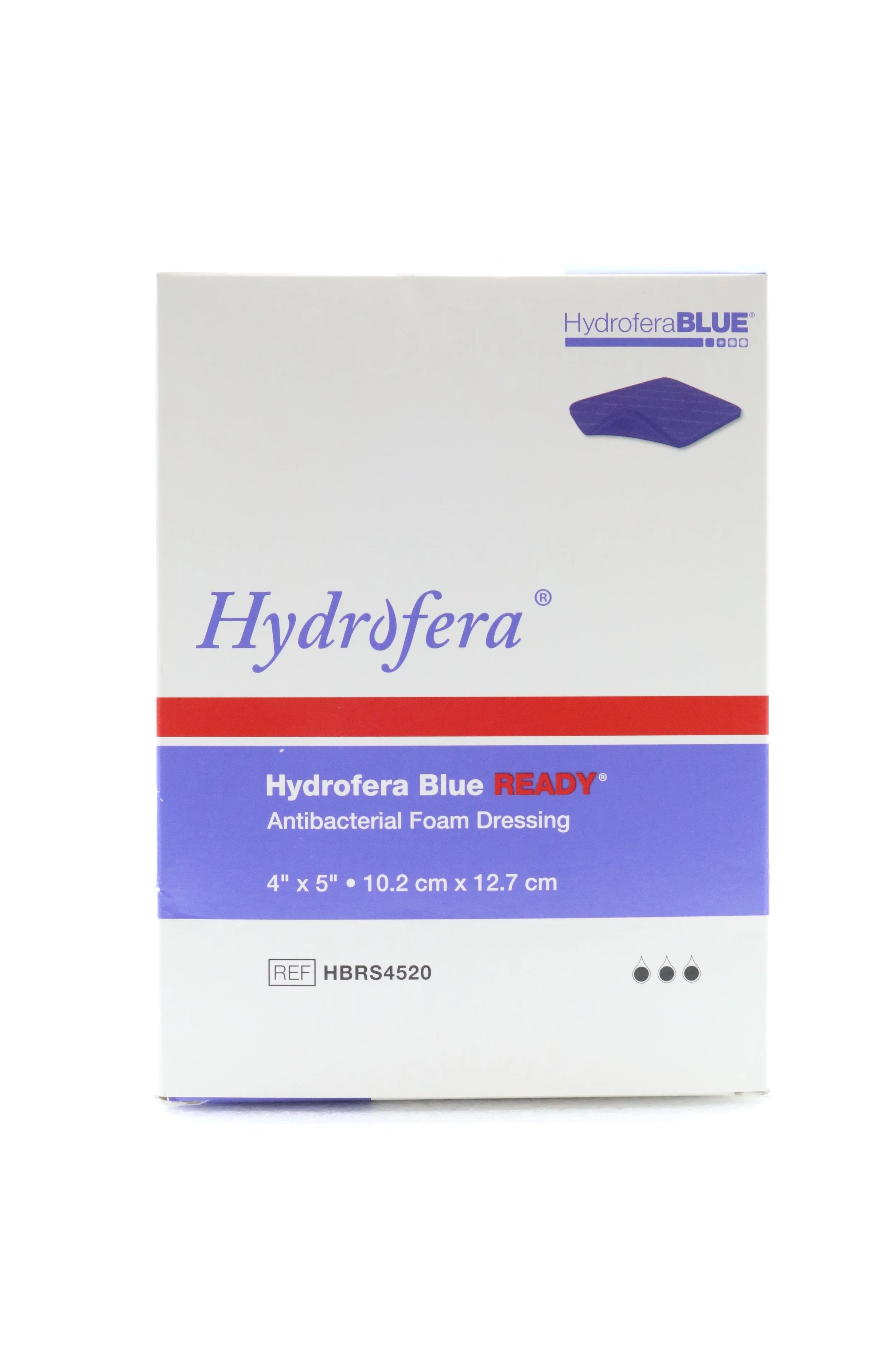 Hydrofera | HBRS4520 | Blue READY Antibacterial Foam Dressing 4" x 5" (10.2cm x 12.7cm)