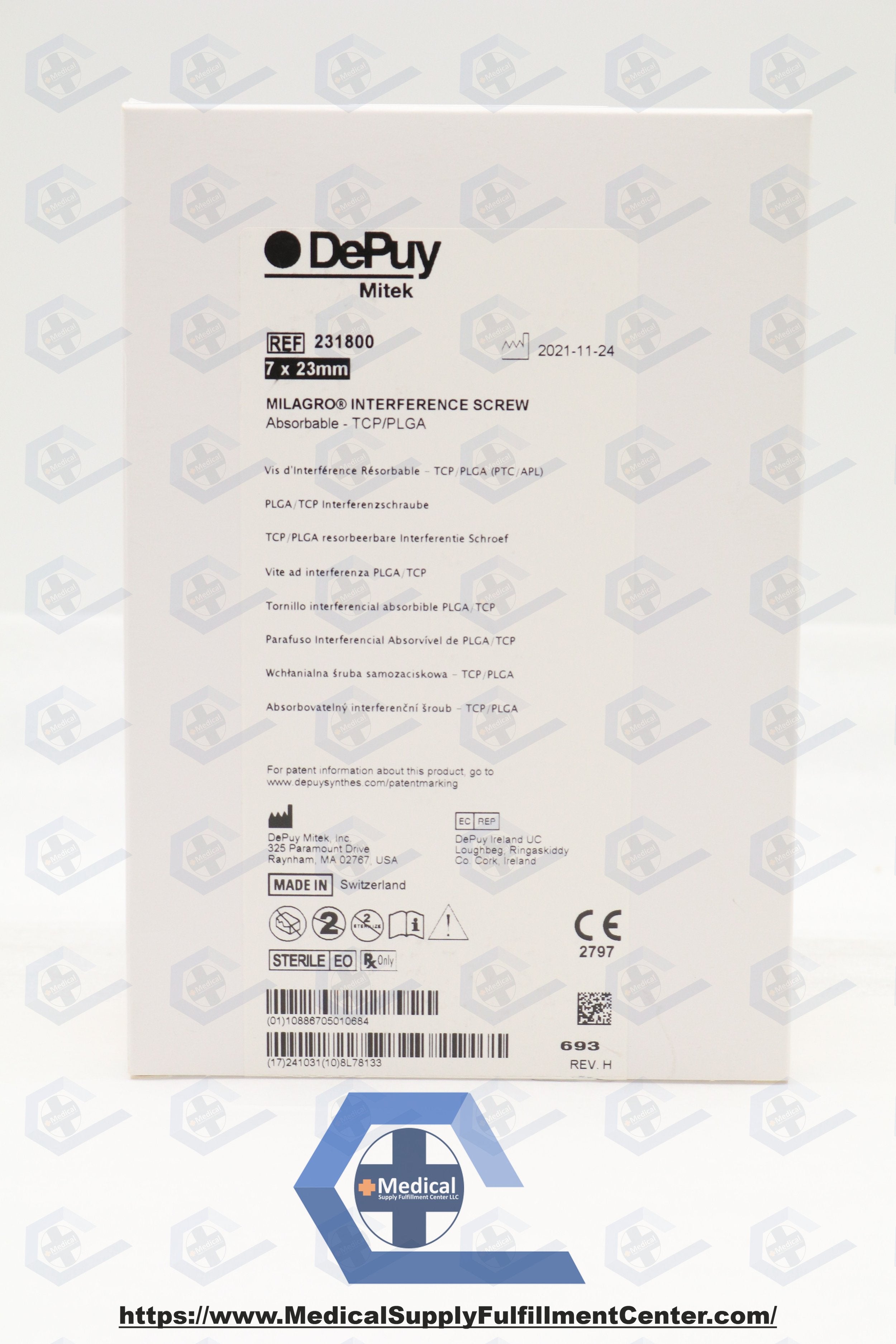 Depuy Synthes | 231800 | Milagro Interference Screw, 7mm X 23mm