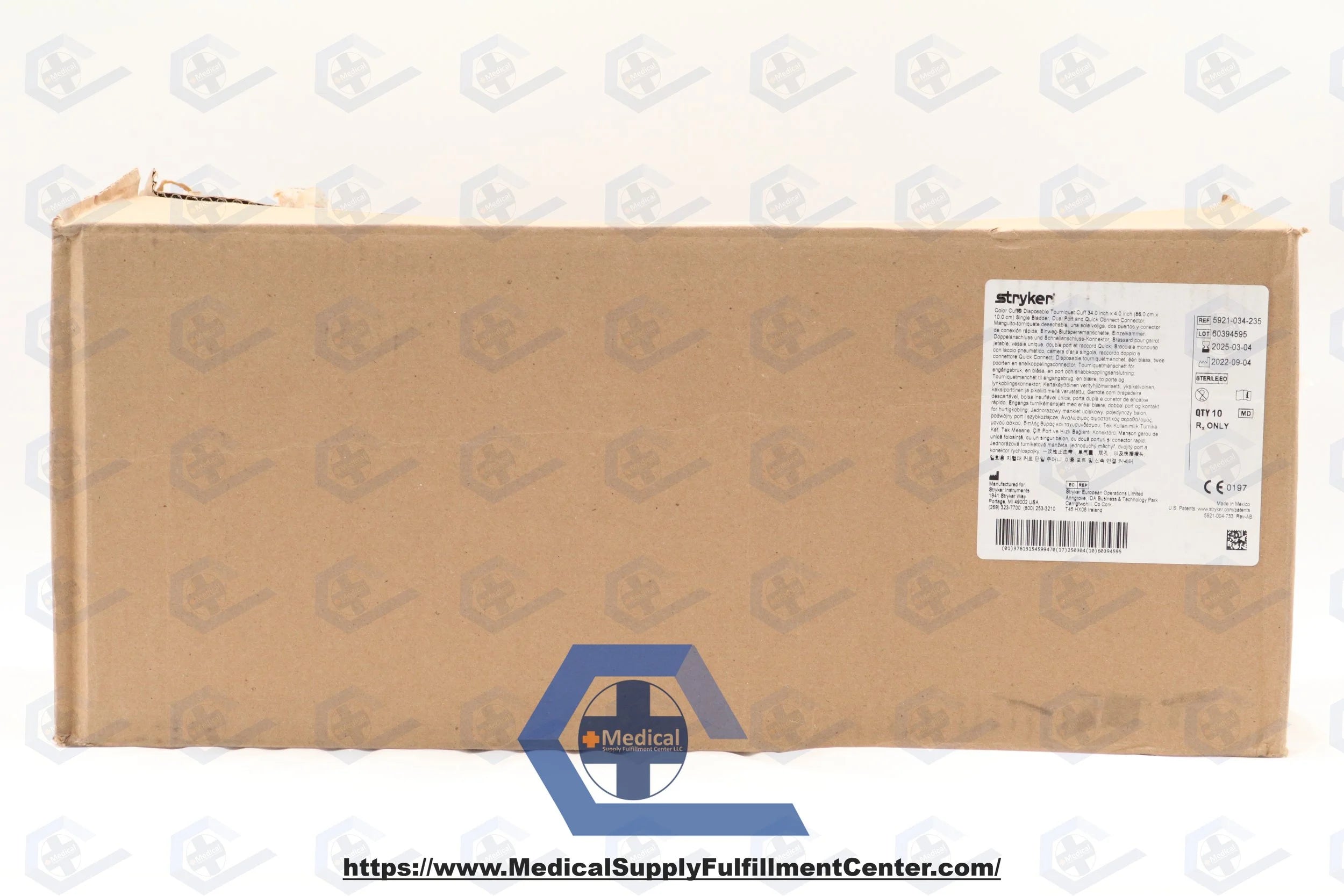 Stryker | 5921-034-235 | Color Cuff Tourniquet Single Bladder, Dual Port, Quick 34" x 4"