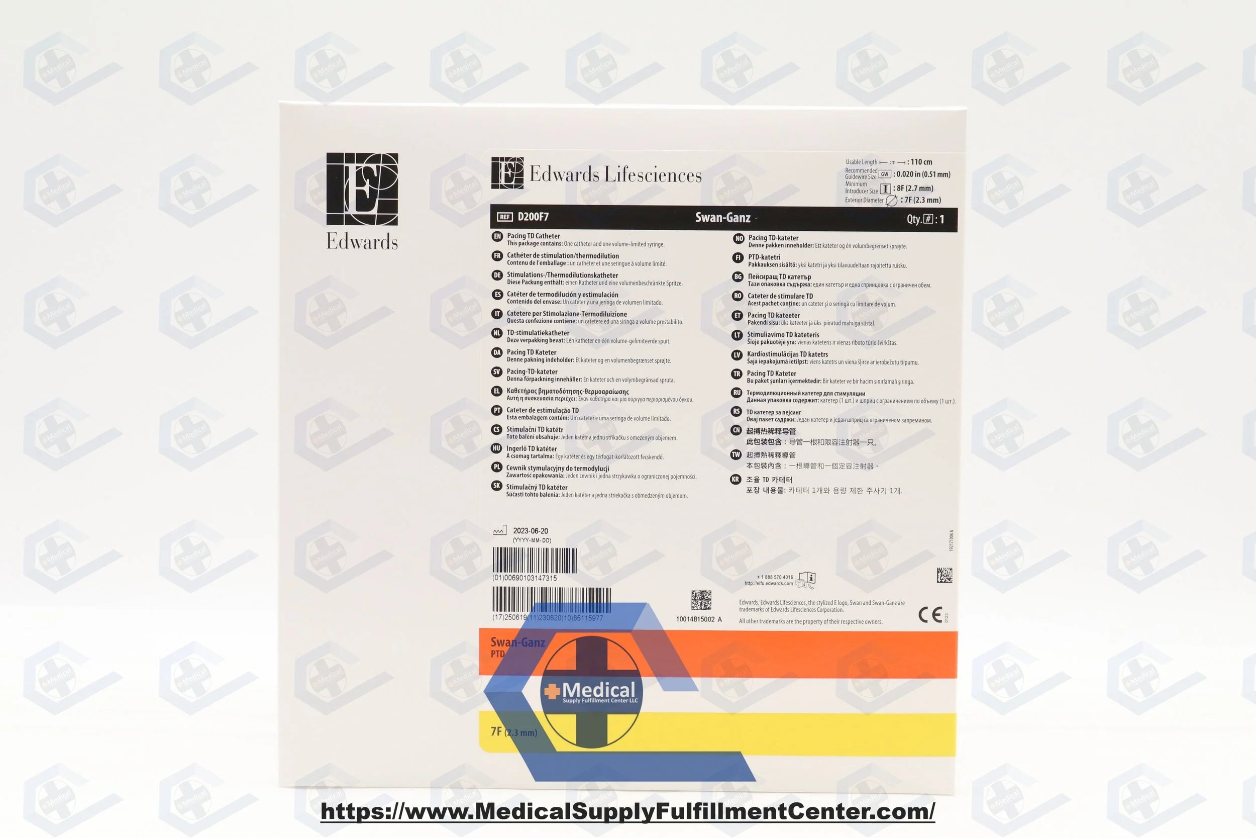 Edwards Lifesciences | D200F7 | Swan-Ganz Pacing TD Cath. 7Fx 0.020inchx110cm x 8F