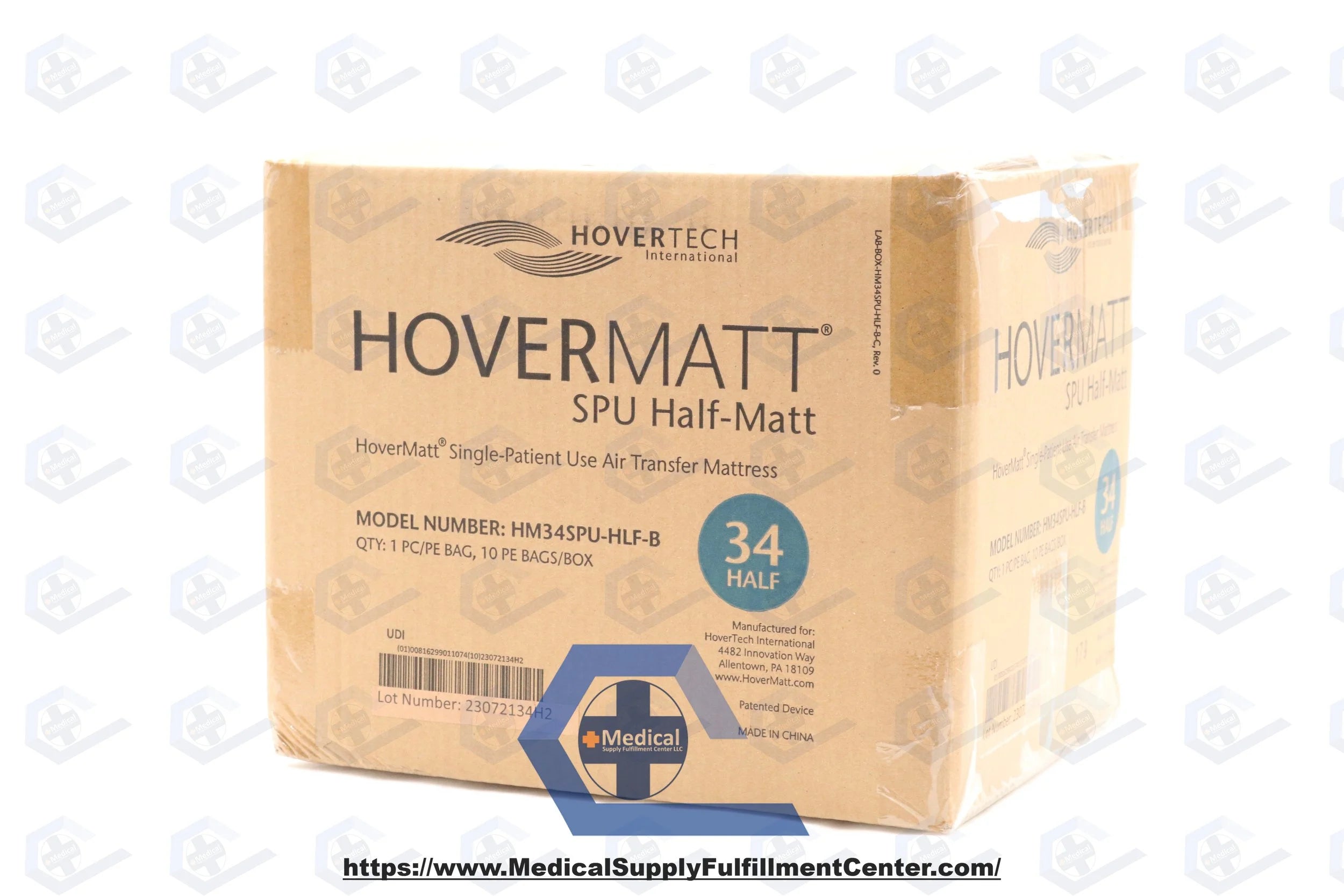 HoverTech | HM34SPU-HLF-B | 34IN HALF MAT SINGLE PATIENT BREATHABLE HALF-MATT