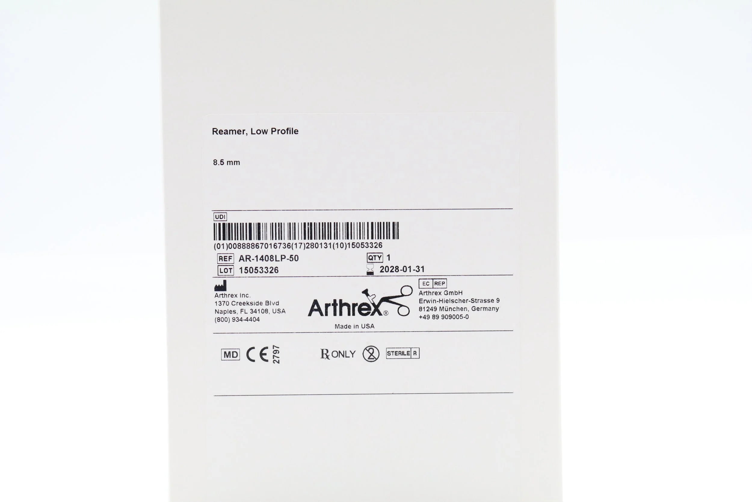 Arthrex | AR-1408LP-50 | Reamer Low Profile 8.5mm