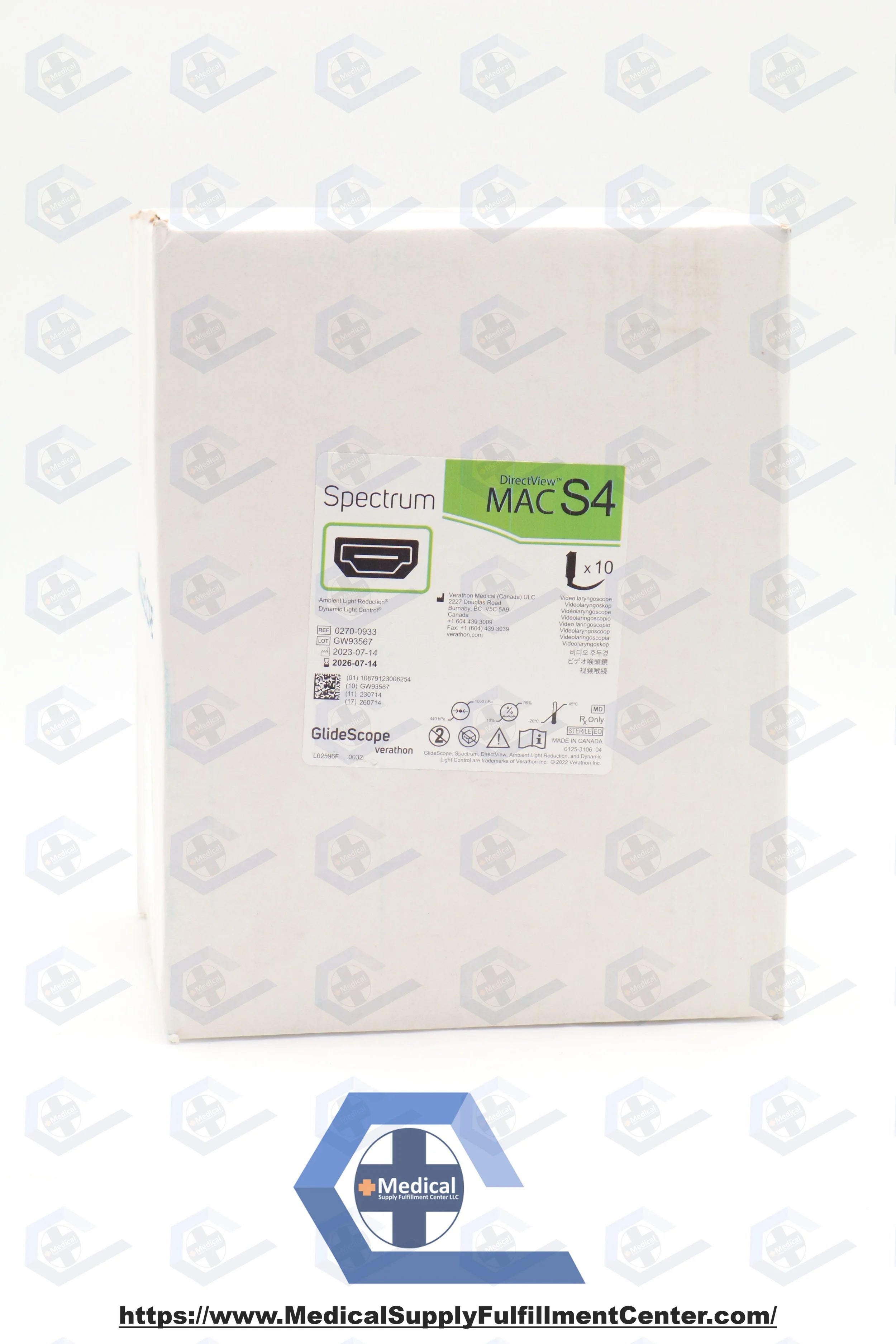Verathon Medical | 0270-0933 | Spectrum Glidescopes - GLIDESCOPE, SPECTRUM, DIRECTVIEW, MAC S4