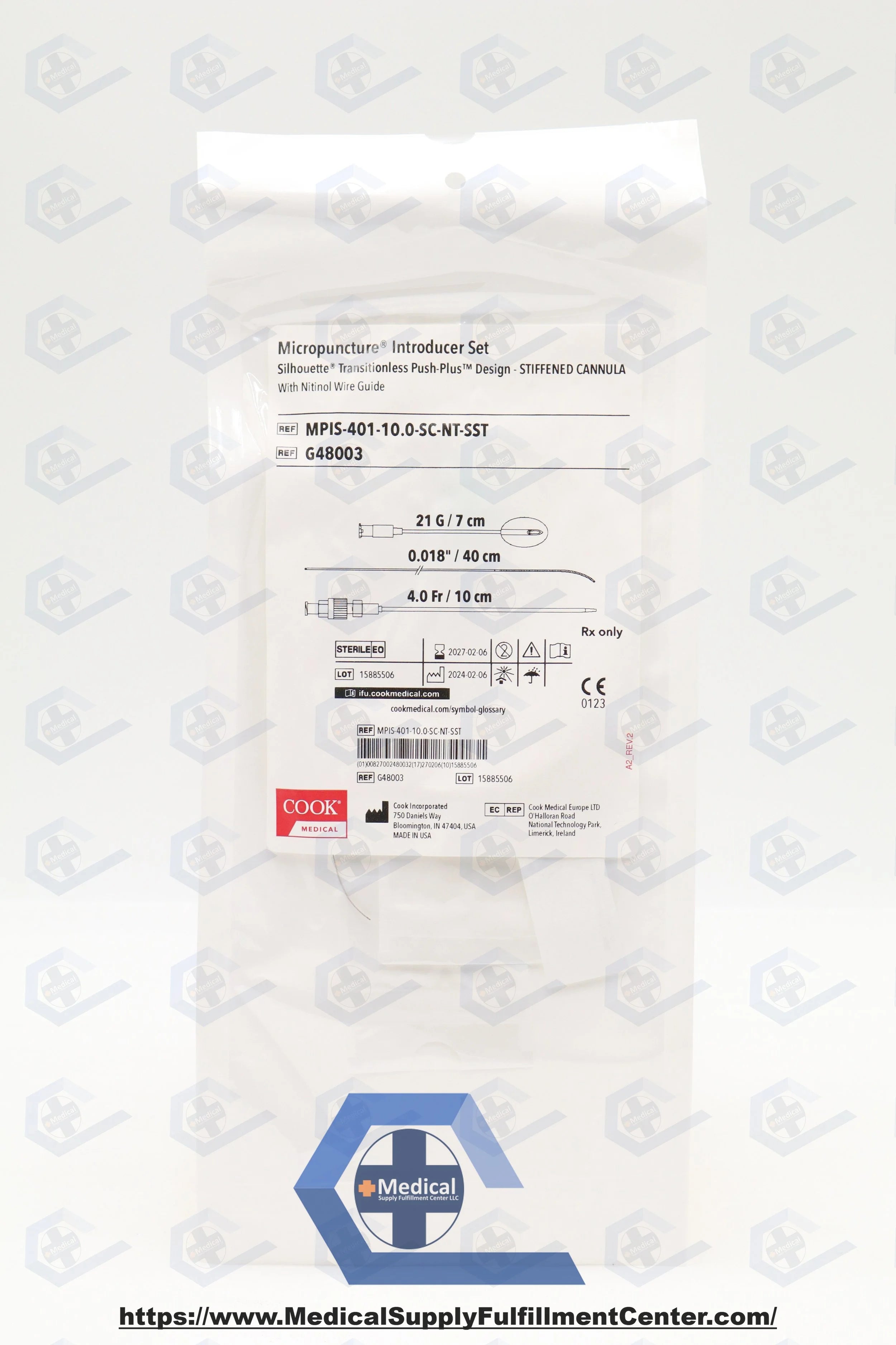 Cook Medical | G48003 | Micropuncture Introducer Set, Transitionless, Stiffened Cannula, Nitinol Wire 4F x 10cm