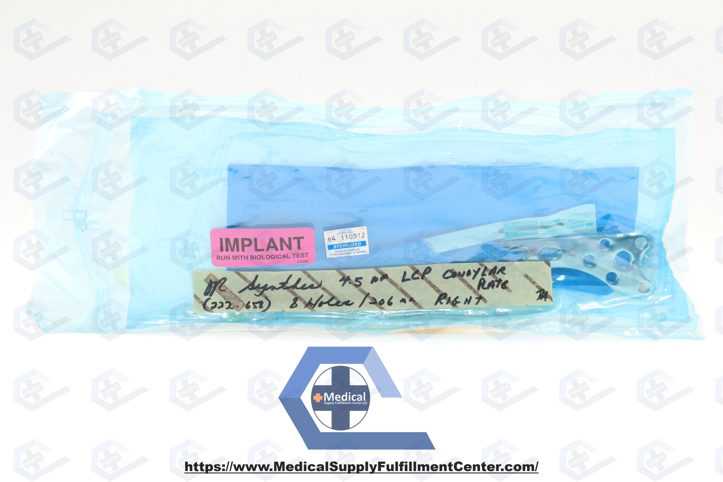 Depuy Synthes | 222.658 | LCP Condylar Plate, 4.5 mm Size, 206 L x 17.5 mm W, 8 Holes, Stainless Steel, 5.2 mm Thickness, Right