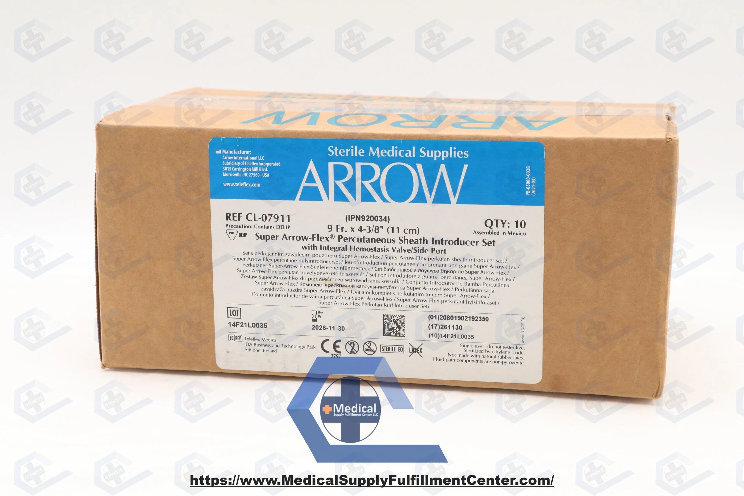 Teleflex | CL-07911 | Super Arrow-Flex Percutaneous Sheath Introducer without Wire Guides, 9 Fr x 11 cm