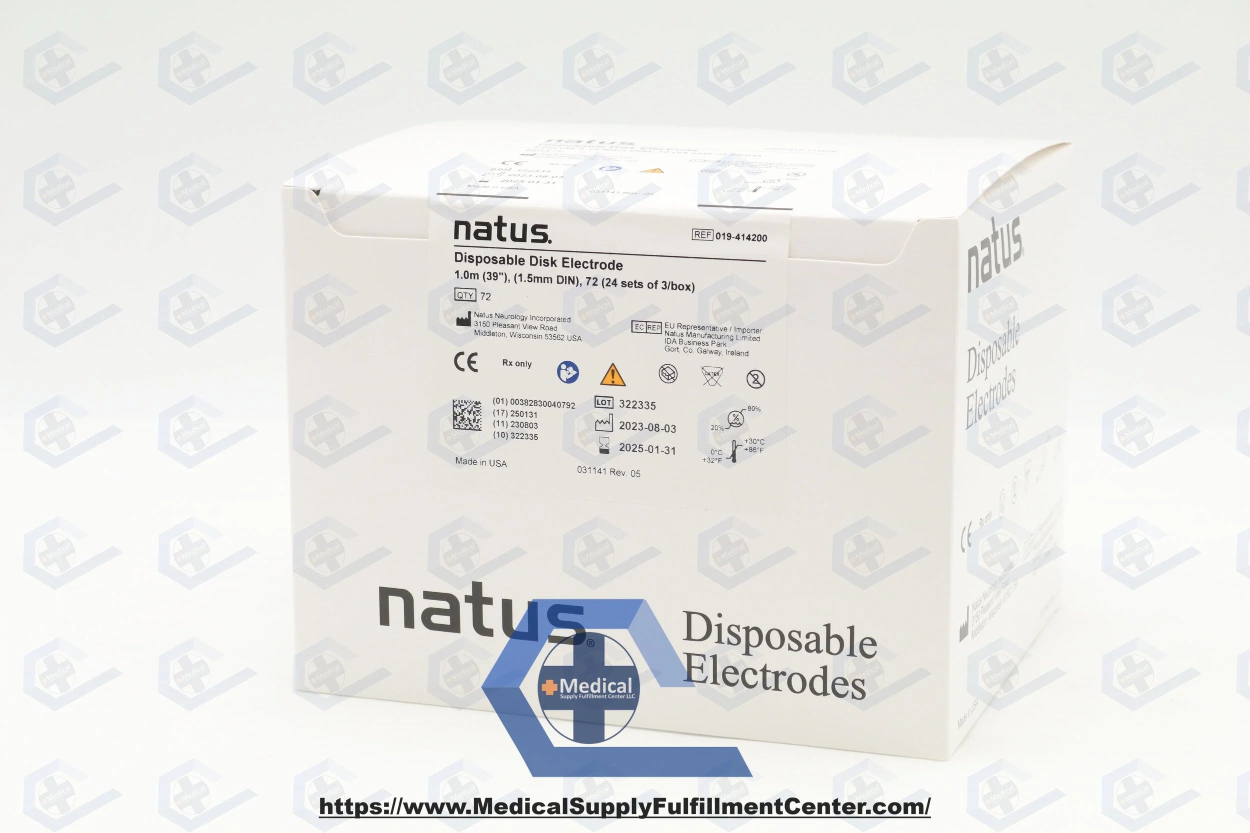 Natus Medical | 019-414200 | Disposable 3-Disc Electrode Set - Disposable 3-Disc Electrode Set with 1 m Leadwires
