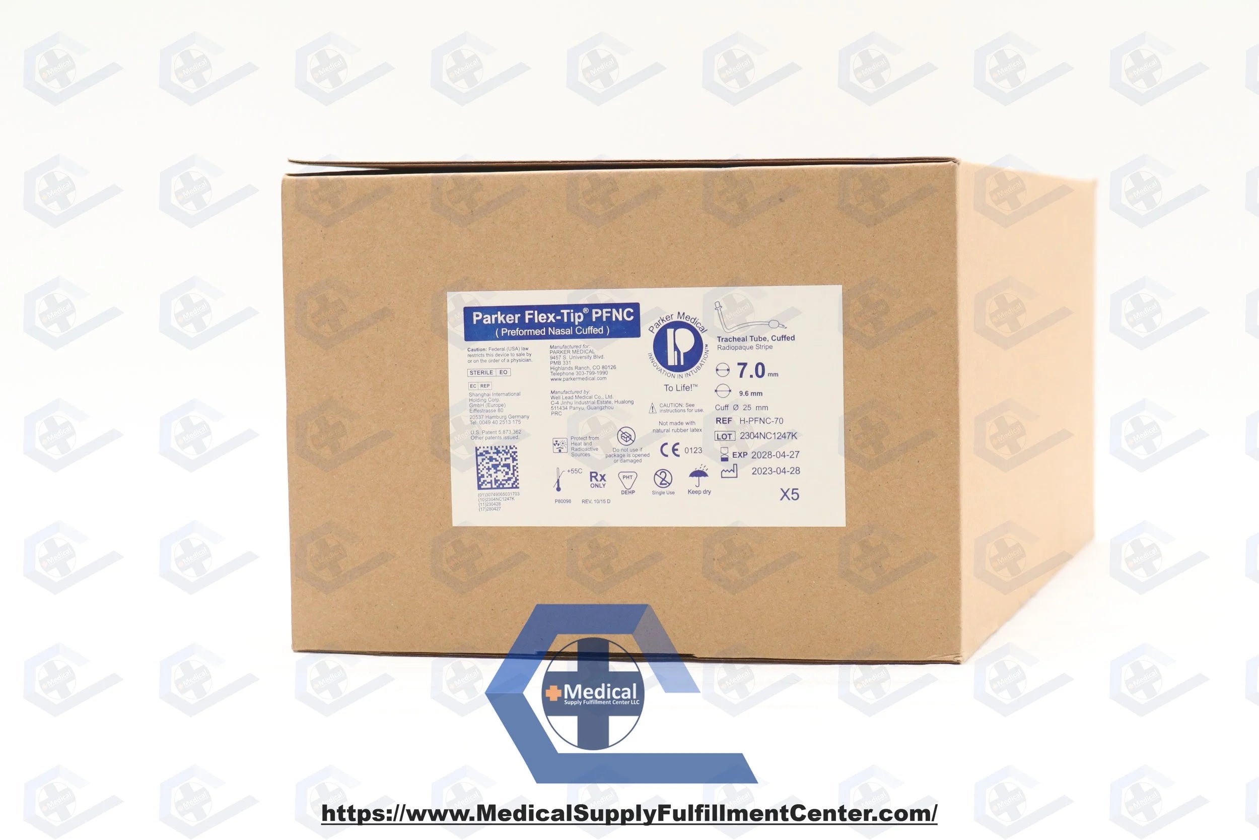 Parker Medical | H-PFNC-70 | Flex-Tip Preformed Nasal Cuffed Endotracheal Tube ET Tube 300 mm 7.0 mm