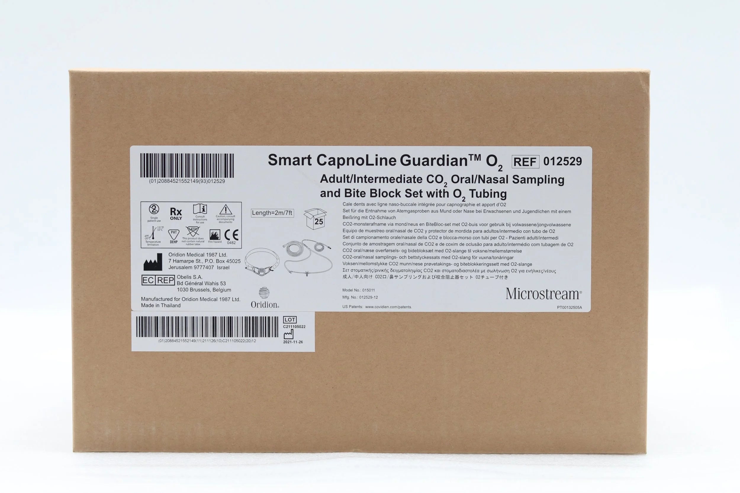 Oridion | 012529 | Philips Microstream Smart CapnoLine Guardian O2 Adult/Intermediate CO2 Oral/Nasal Sampling and Bite Block Set with O2 Tubing