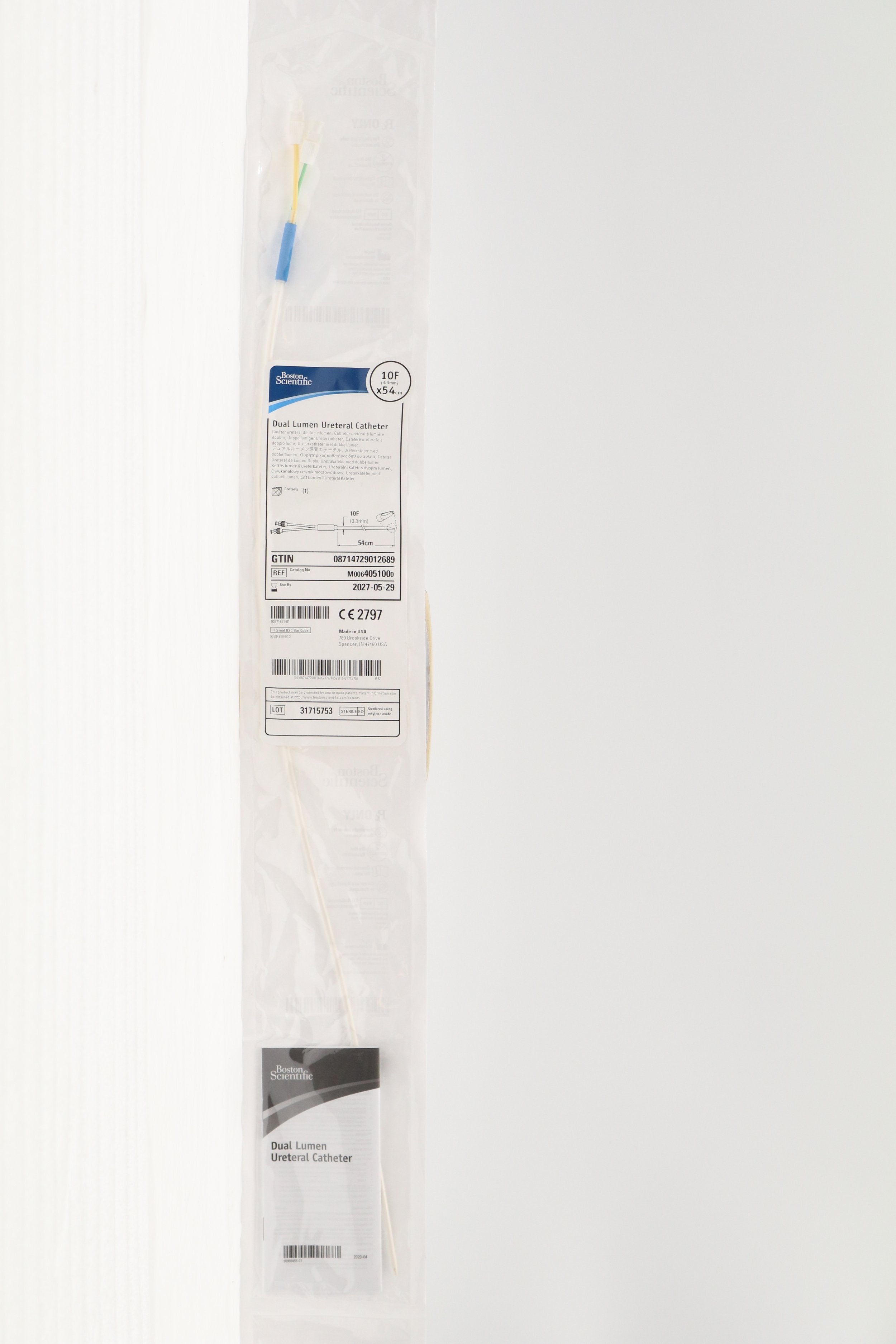 Boston Scientific | 405100 | M0064051000 Dual Lumen Ureteral Catheters - CATHETER, URET, 10FR, ANGLED TIP, C-FLEX
