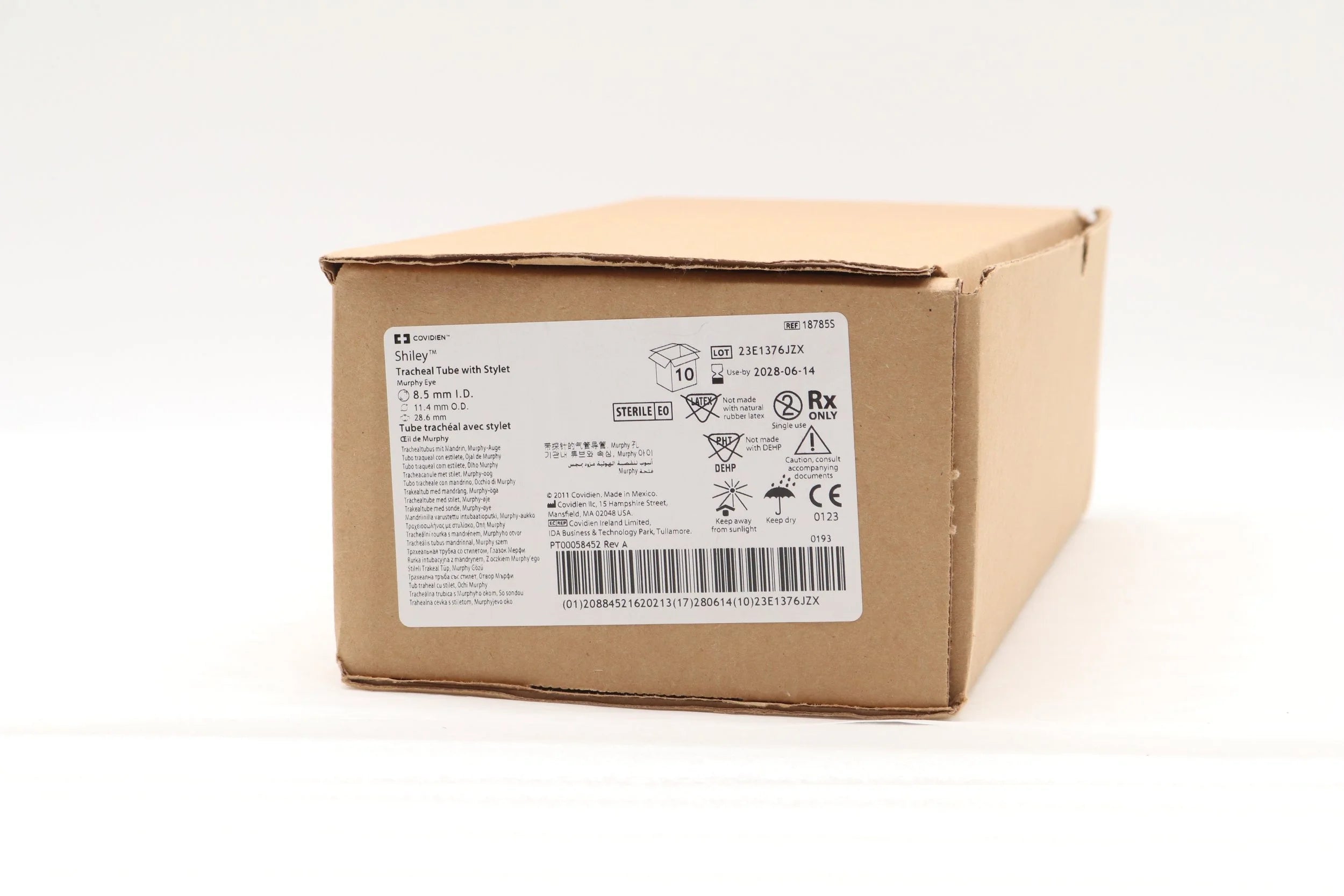 Covidien | 18785S | Taperguard Tracheal Tube With Stylet, Murphy Eye, 8.5mm Id X 11.4mm Od