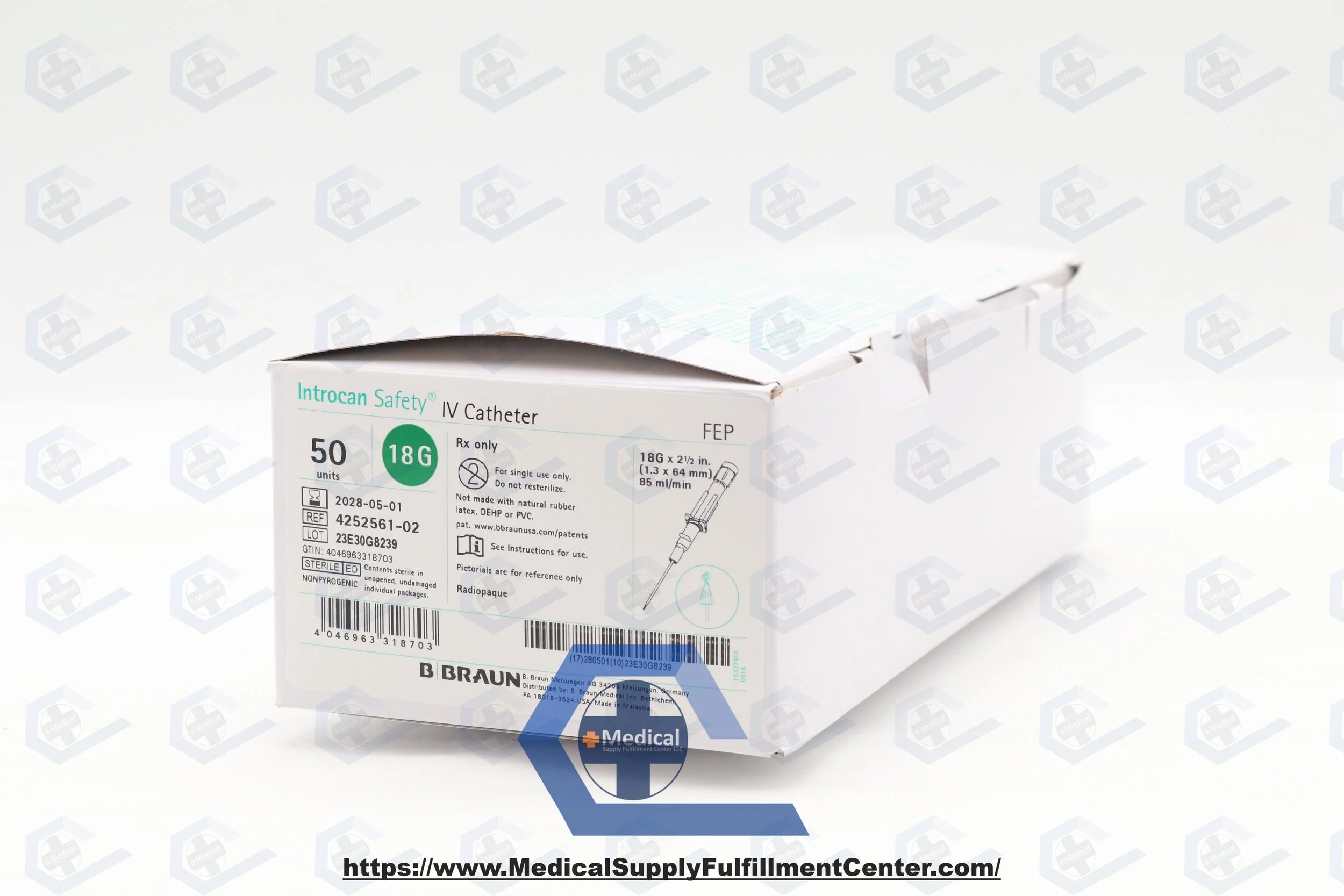 B Braun | 4252561-02 | Introcan Safety IV Catheter 18G x 2.5" FEP, Straight