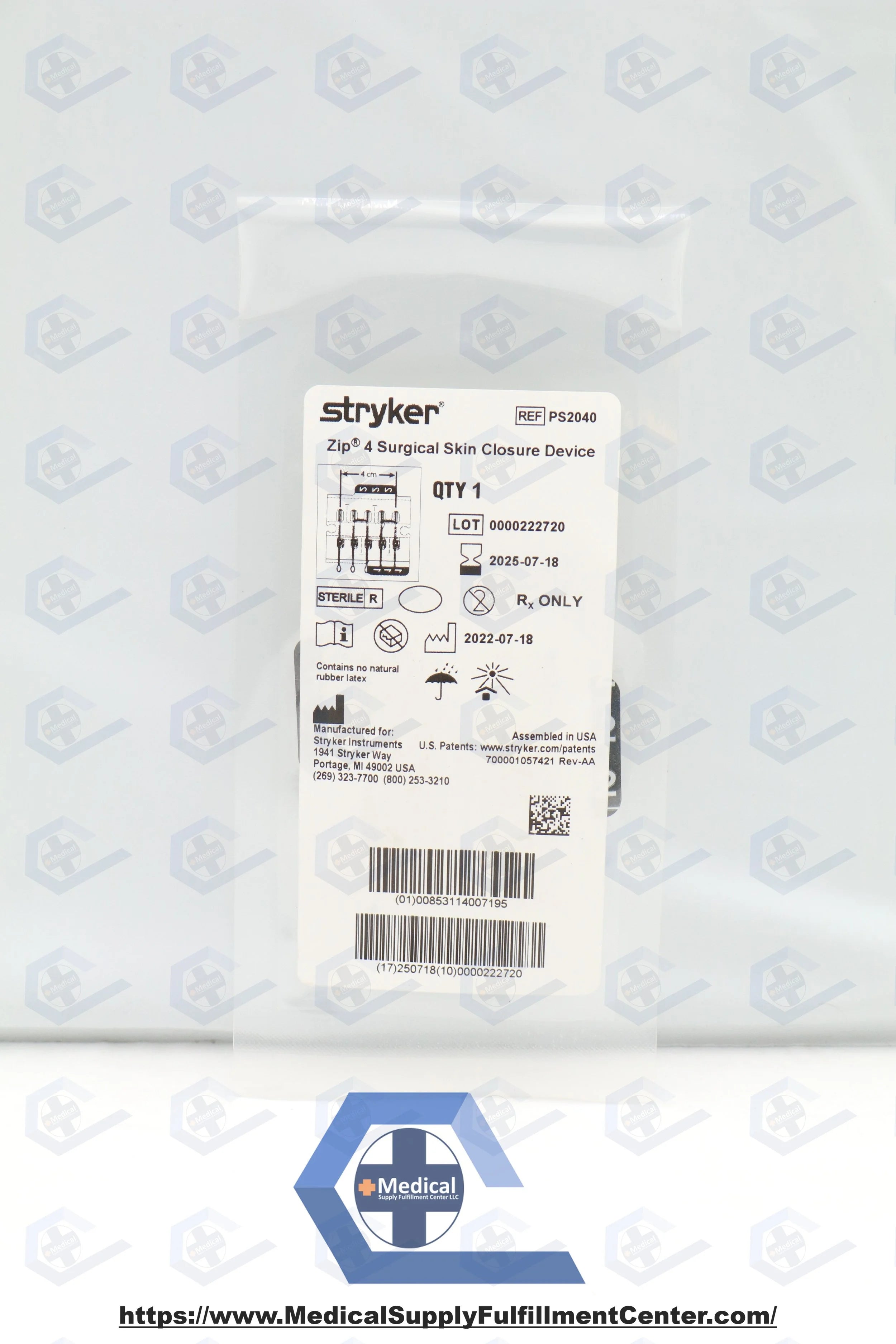 Stryker | PS2040 | Zipline Medical Zip Surgical Skin Closure, 4 cm