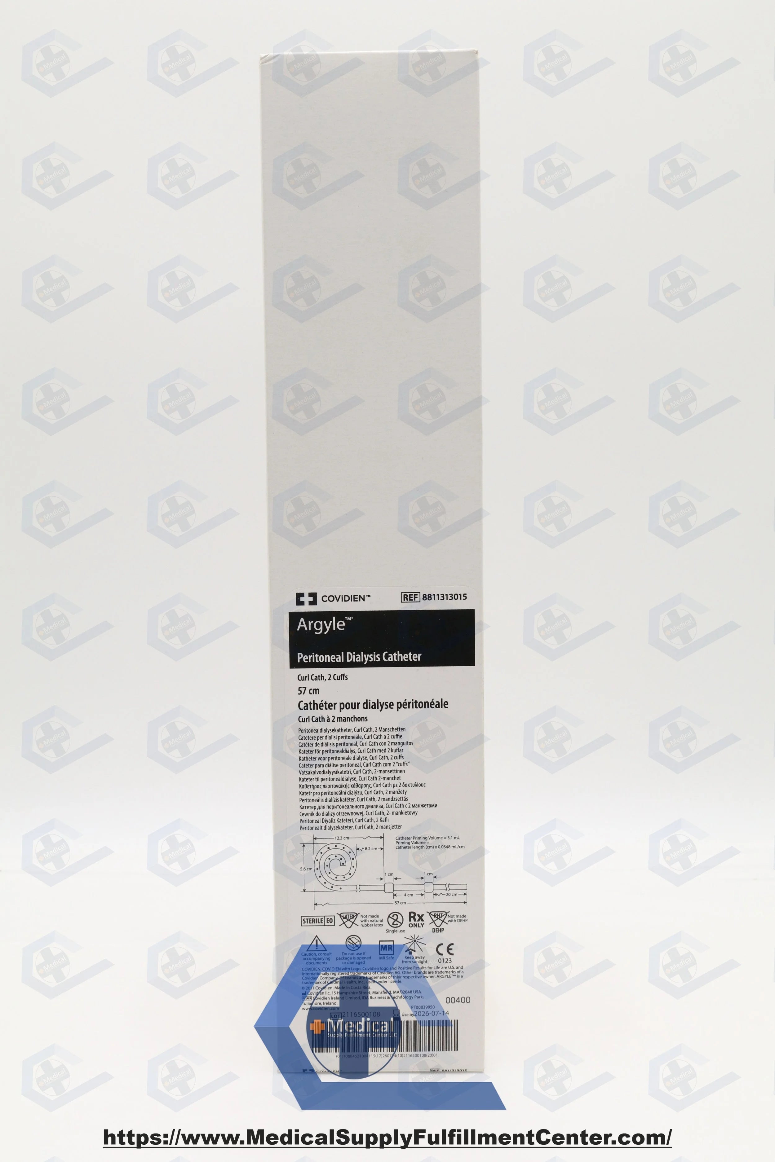 Covidien | 8811313015 | ARGYLE PERITONEAL DIALYSIS CATHETER, CURL CATH, 2 CUFF, 57CM
