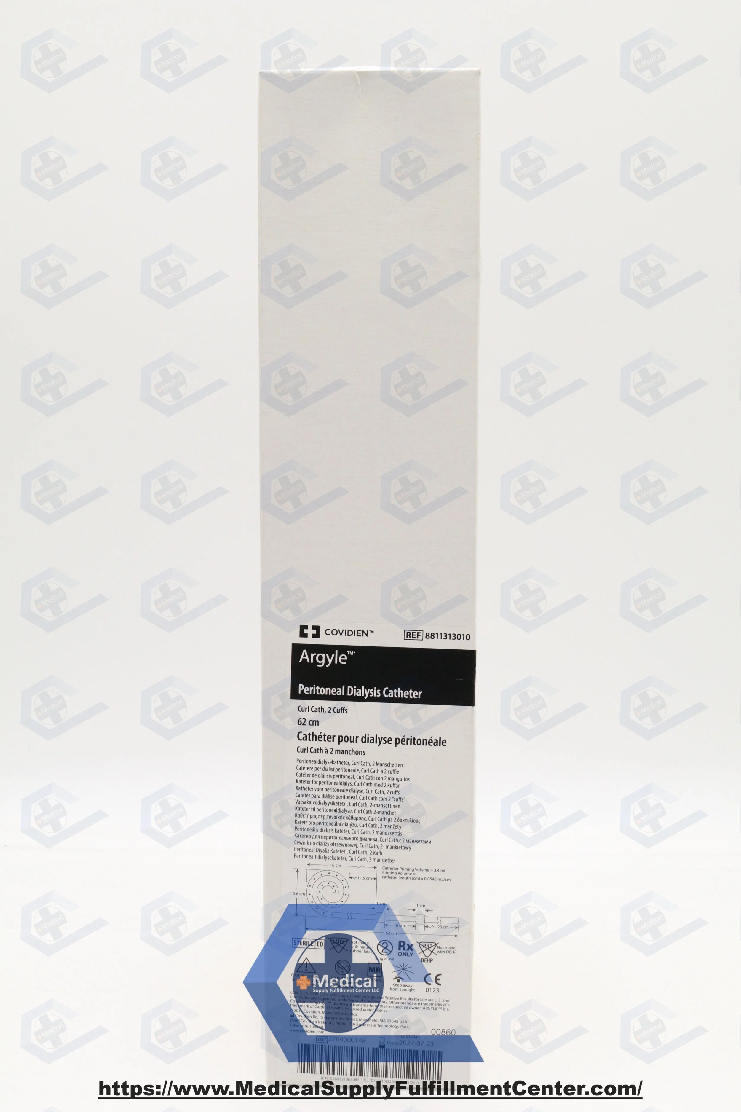 Covidien | 8811313010 | ARGYLE PERITONEAL DIALYSIS CATHETER CURL CATH, 2 CUFF, 62CM
